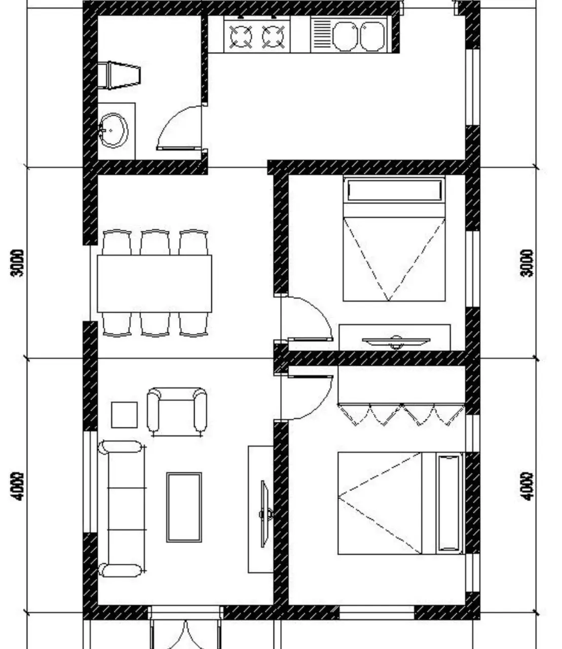 Bản vẽ chi tiết nhà cấp 4 mái Thái 8x12m 2 phòng ngủ phổ biến