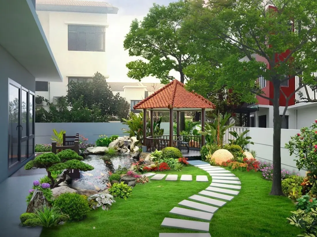 Thiết kế sân vườn nhỏ trước nhà cấp 4 cần lưu ý tới yếu tố phong thủy