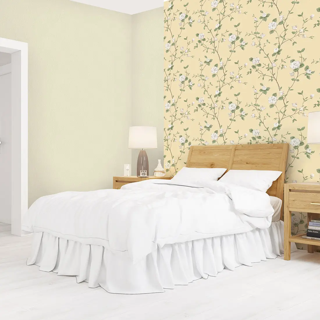 Trang trí phòng ngủ nhỏ cho nữ bằng giấy dán tường đa dạng phong cách