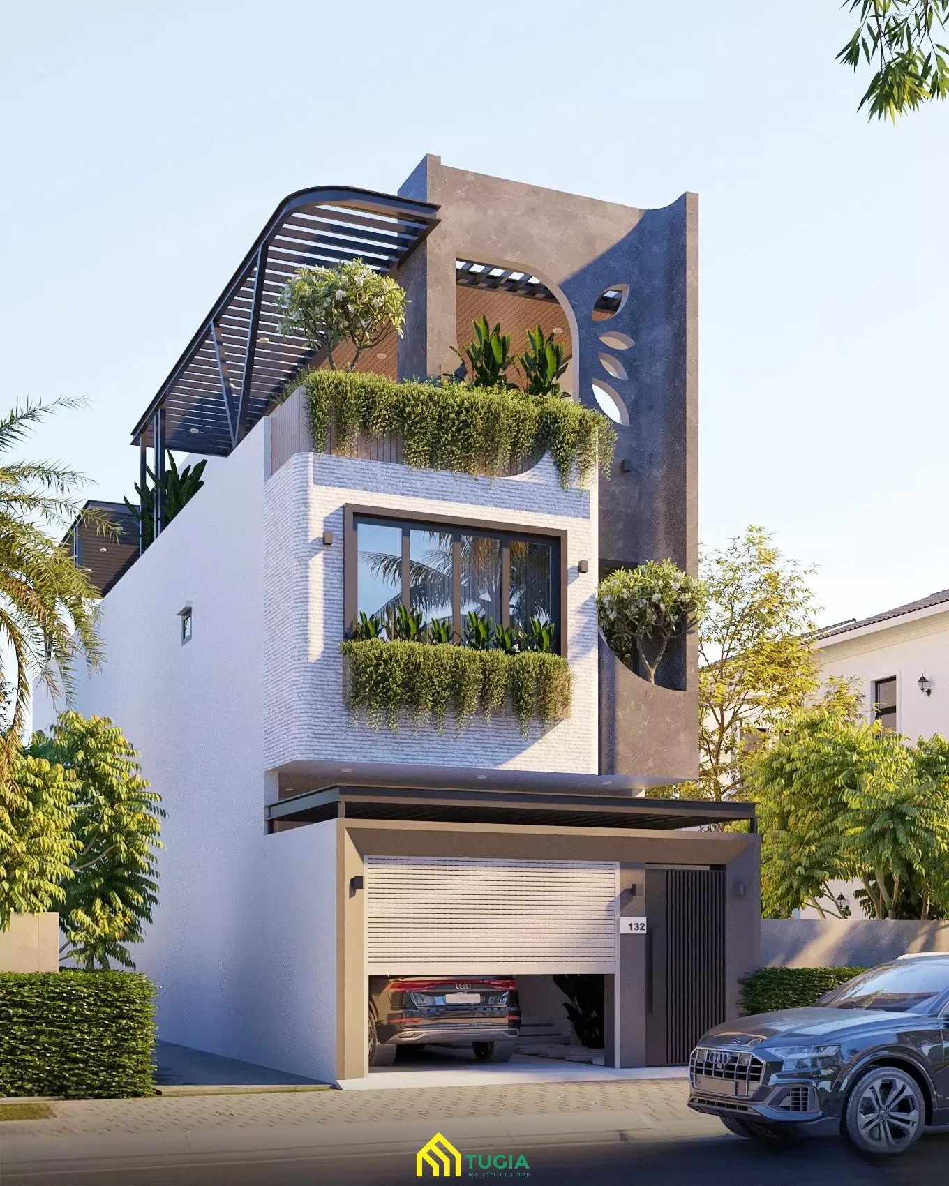 Xu hướng thiết kế xanh trong mẫu nhà phố đẹp 3 tầng