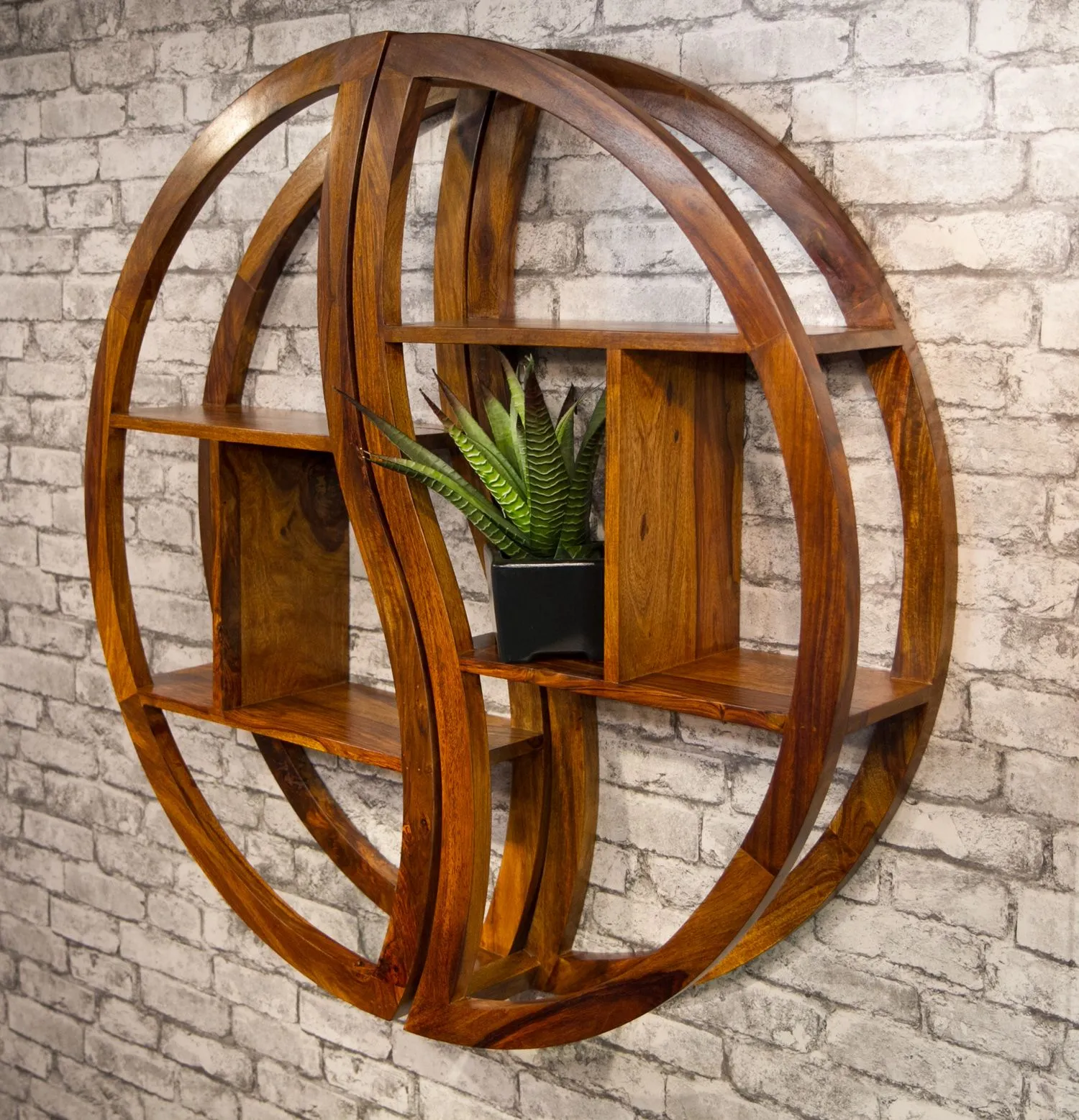 Thiết kế mẫu kệ gỗ treo tường hình tròn độc đáo