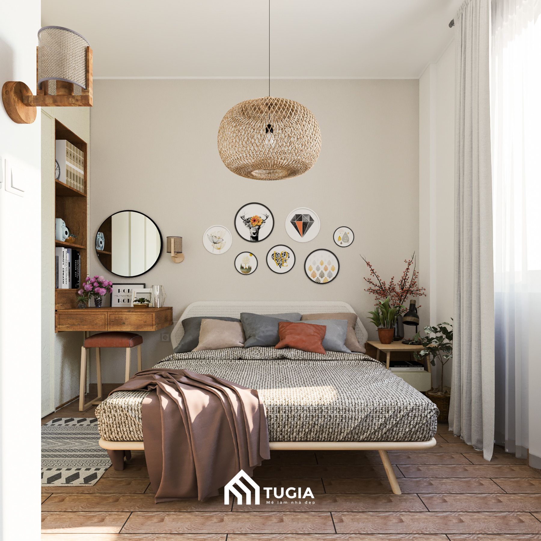 Thiết kế phòng ngủ phong cách Bắc Âu cho căn hộ 25m2