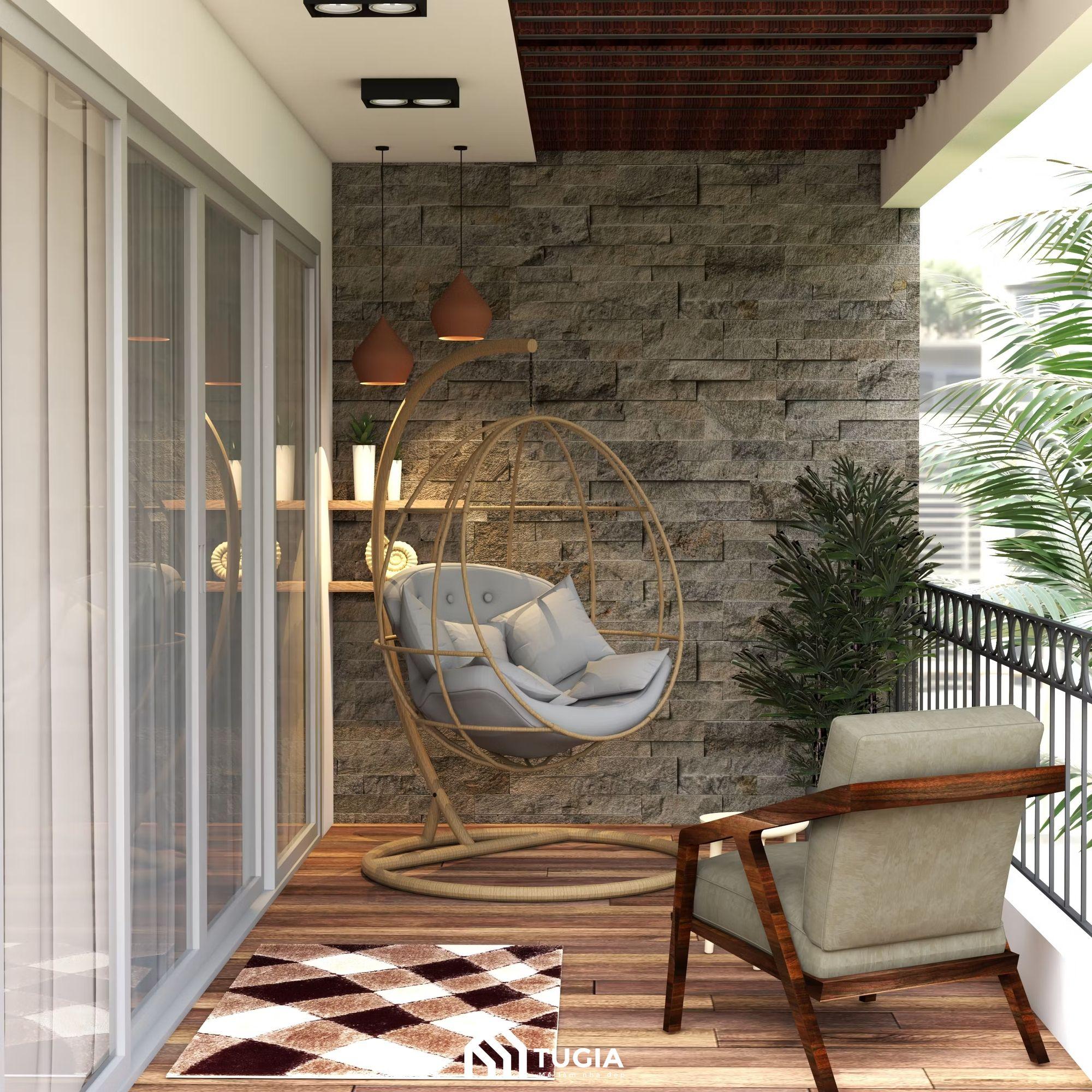 Thiết kế ban công chung cư nhỏ đẹp bằng sàn gỗ tự nhiên vừa tăng tính thẩm mỹ vừa thuận tiện hơn trong quá trình di chuyển