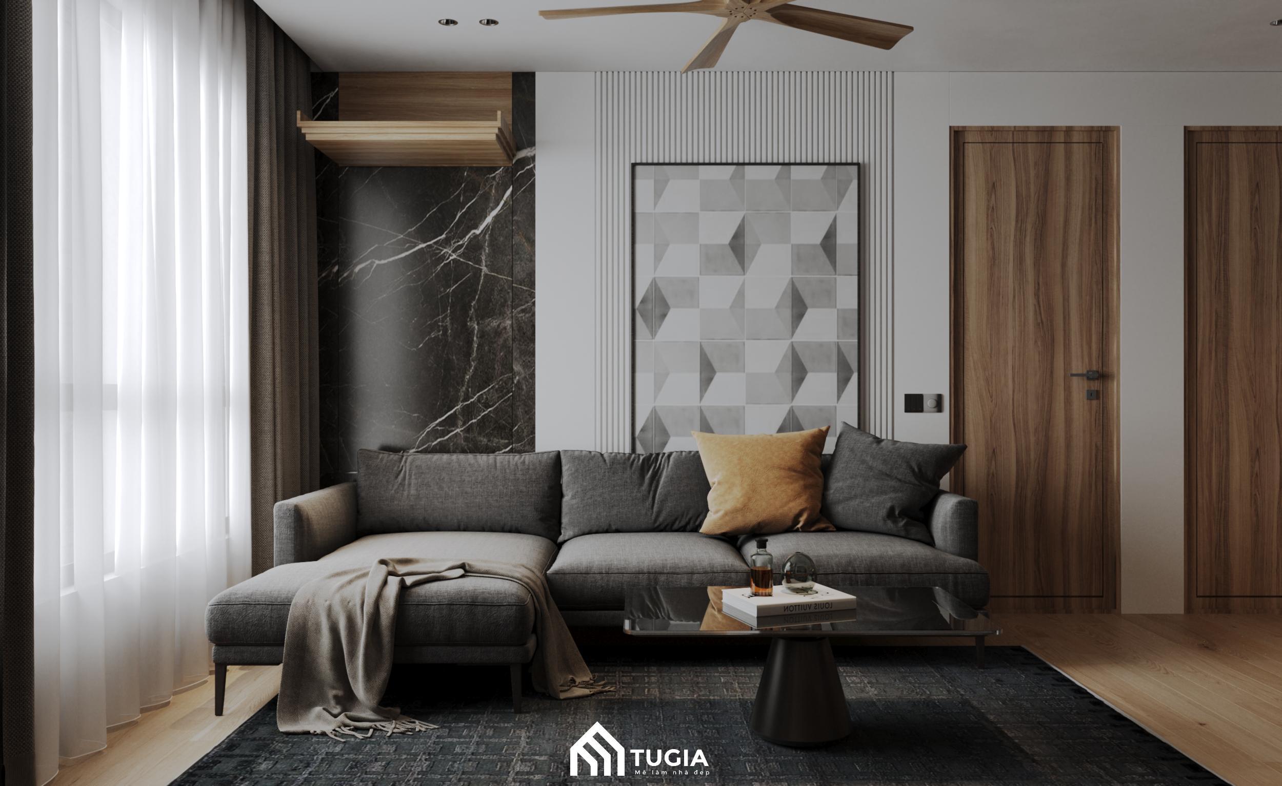 Nguyên tắc bố trí phòng khách chung cư với bộ ghế sofa kết hợp bàn trà nhỏ tối ưu không gian khiêm tốn