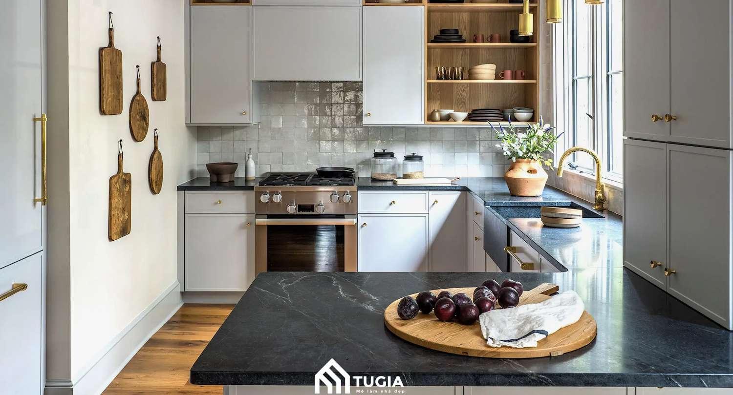 Mẫu decor nhà bếp chung cư hiện đại và sang trọng do Nội thất Tứ Gia thiết kế