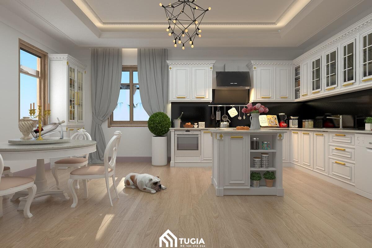 Decor bếp đẹp với lối thiết kế tân cổ điển ấn tượng