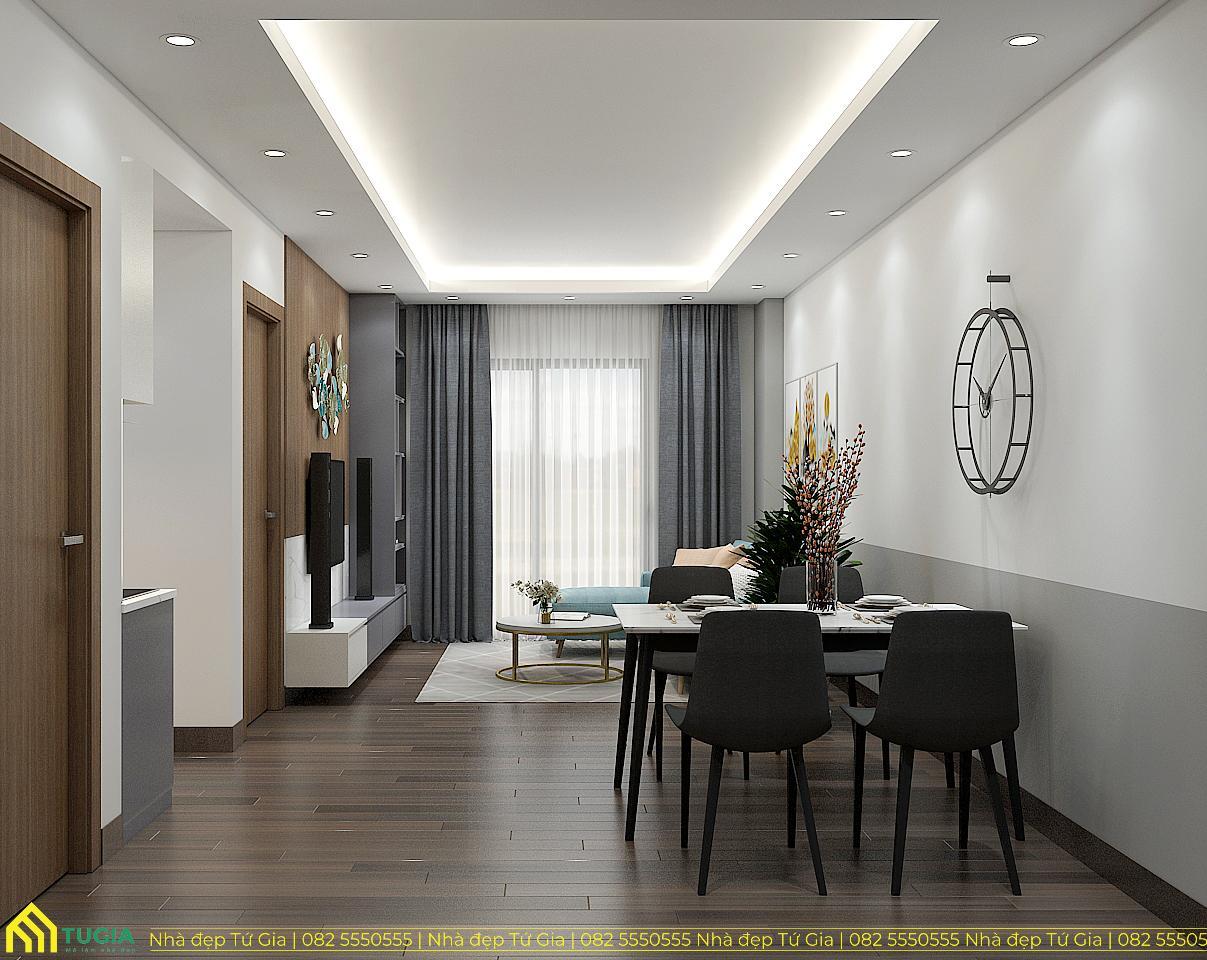 Phòng khách và bếp được thiết kế khoa học, tạo không gian sinh hoạt chung thoải mái cho các thành viên trong gia đình