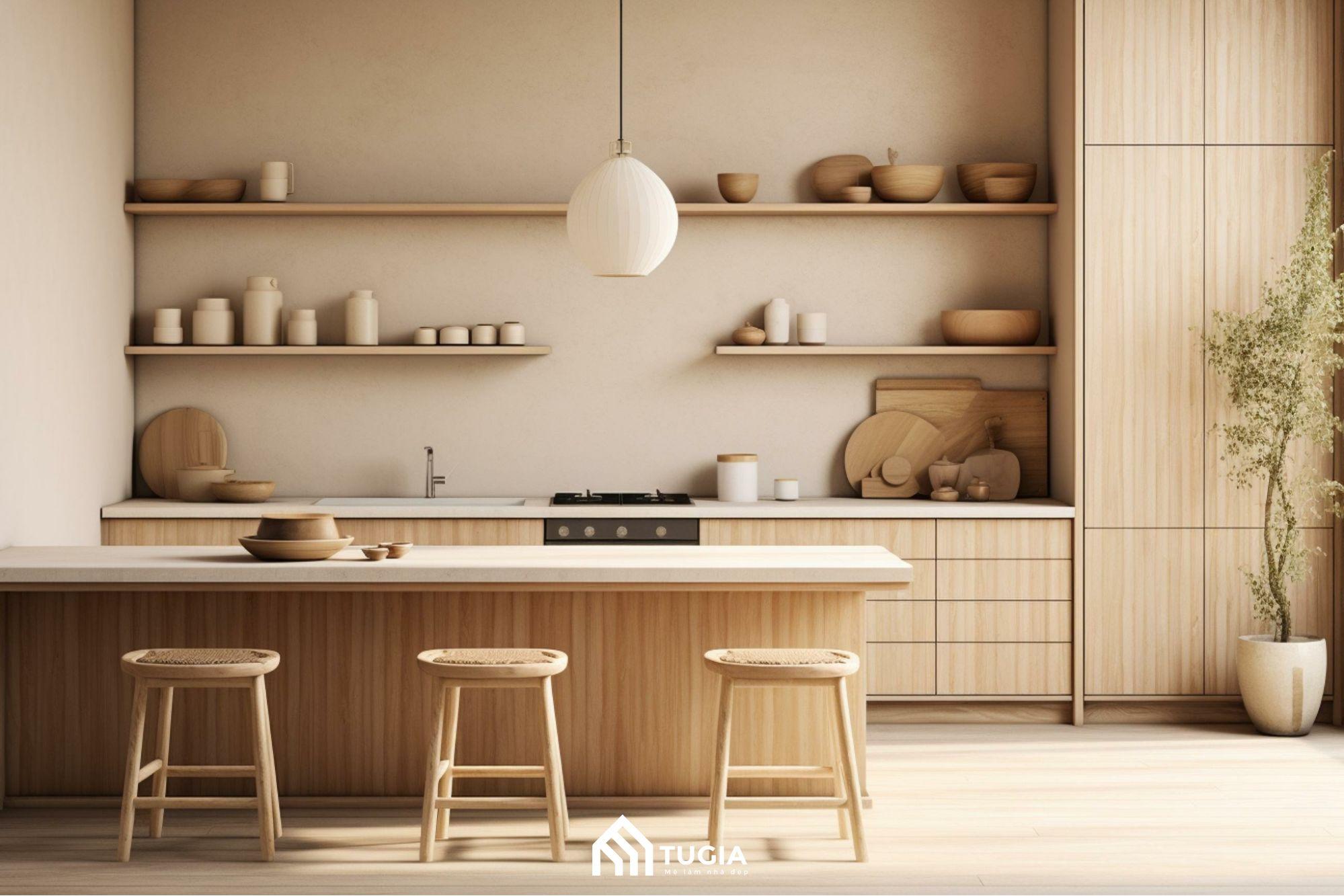 Decor phòng bếp nhỏ kiểu Japandi