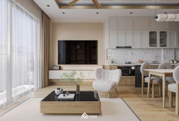 Phòng khách phong cách Bắc Âu là sự hòa trộn giữa tính thẩm mỹ tối giản, sự tiện nghi cao và cảm giác ấm cúng tự nhiên