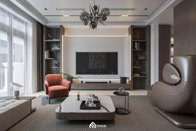 Bàn trà đá Marble trắng kết hợp chân kim loại thanh mảnh, tạo điểm nhấn tinh tế cho phòng khách
