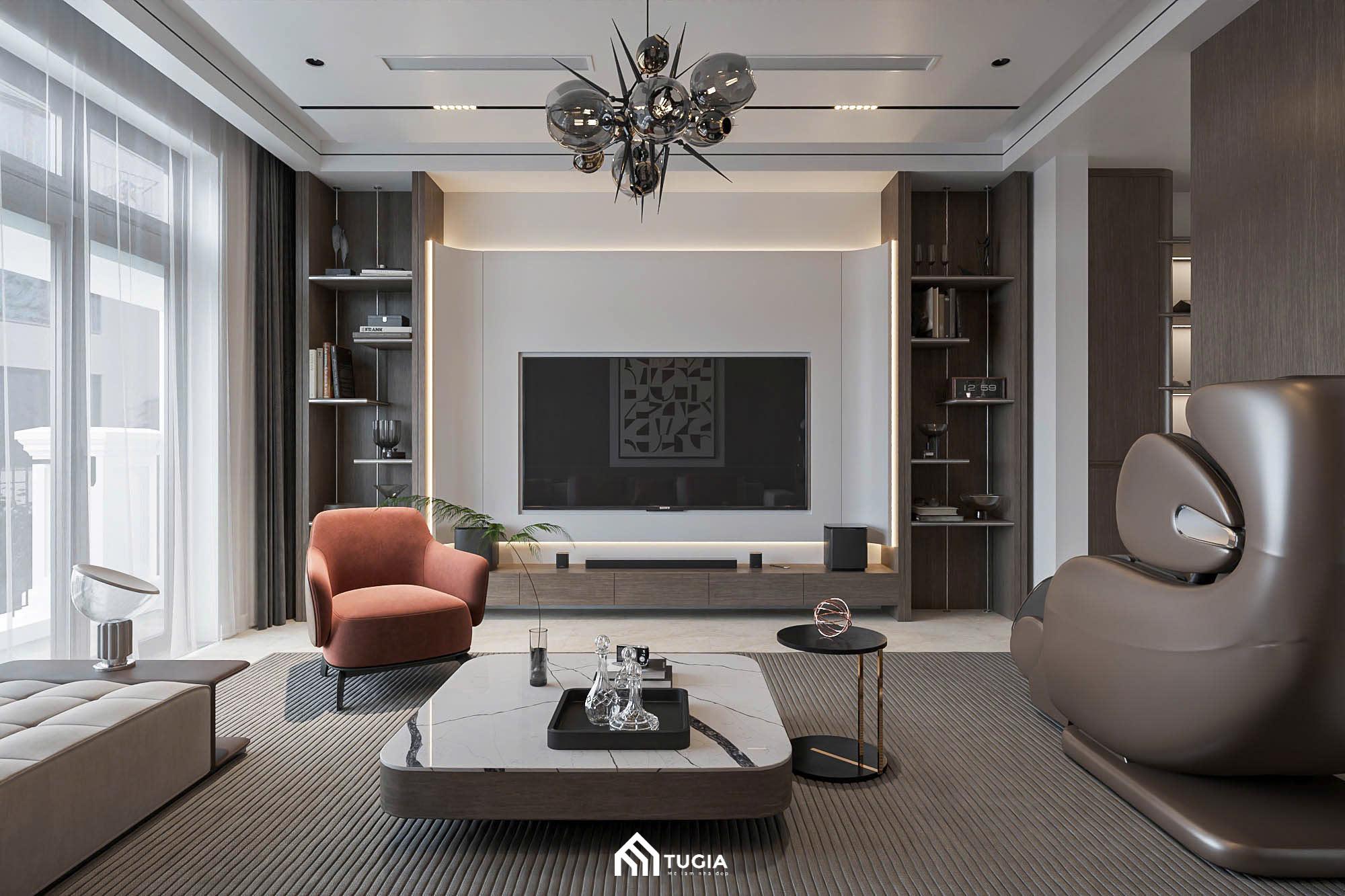 Bàn trà đá Marble trắng kết hợp chân kim loại thanh mảnh, tạo điểm nhấn tinh tế cho phòng khách