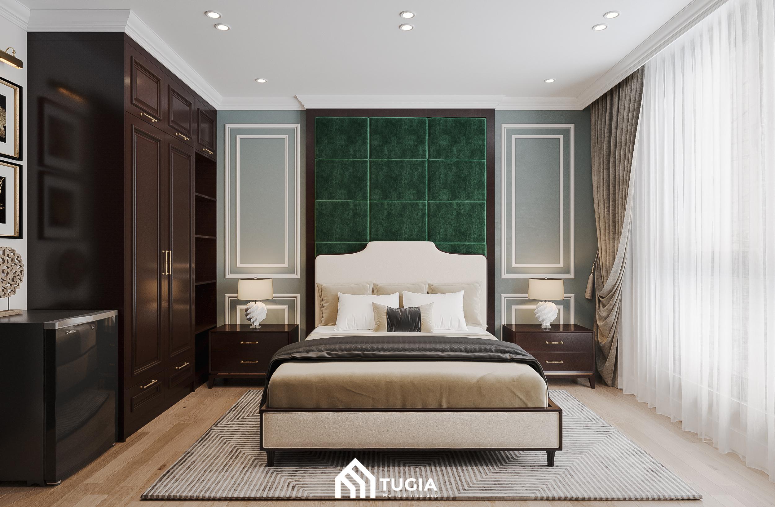 Phòng Master Indochine cổ điển sử dụng vật liệu gỗ tự nhiên và họa tiết đặc trưng, tái hiện nét đẹp truyền thống Đông Dương