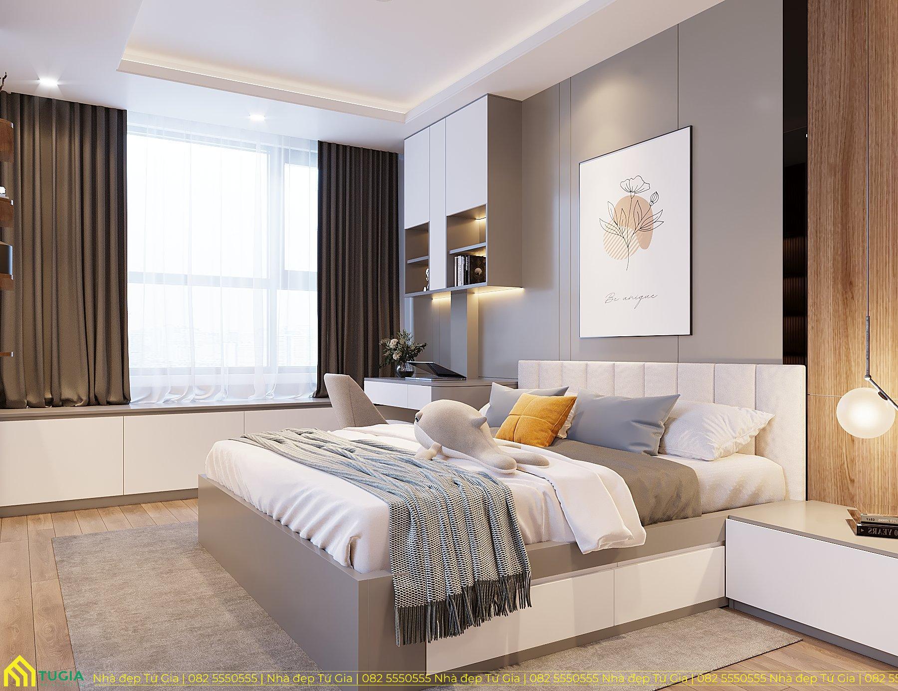 Thiết kế phòng ngủ cho con gái lớn thông minh với việc bố trí bục ngồi cạnh cửa sổ thư giãn