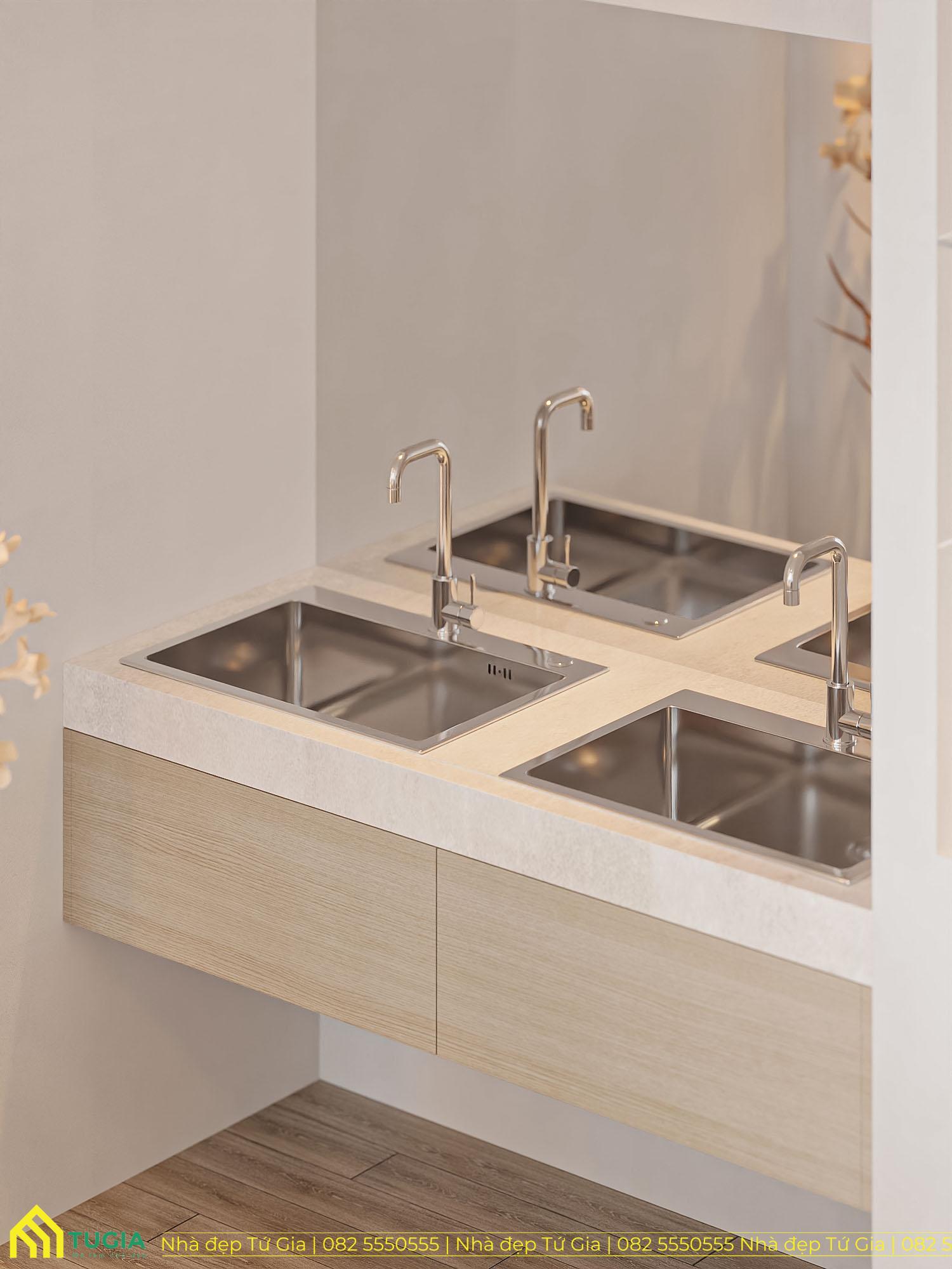 Bồn nước rửa với lavabo thiết kế hiện đại đảm bảo vệ sinh
