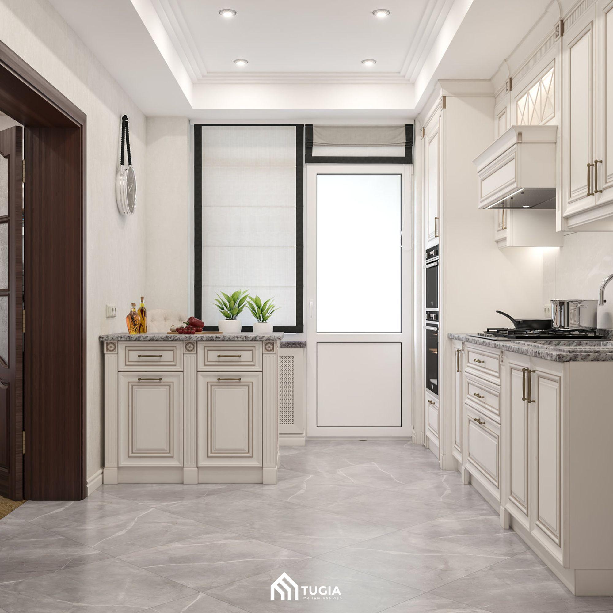 Thiết kế phòng bếp nhà ống 5m phong cách tân cổ điển thường có chi phí đầu tư cao