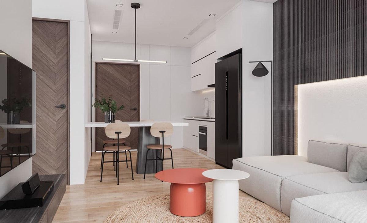 Thiết kế phòng khách chung cư 50m2 phù hợp với đa dạng phong cách khác nhau từ đơn giản đến hiện đại