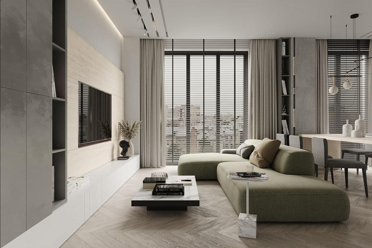 Thiết kế phòng khách chung cư 25m2 phong cách hiện đại với không gian mở là cách bố trí tối ưu nhất