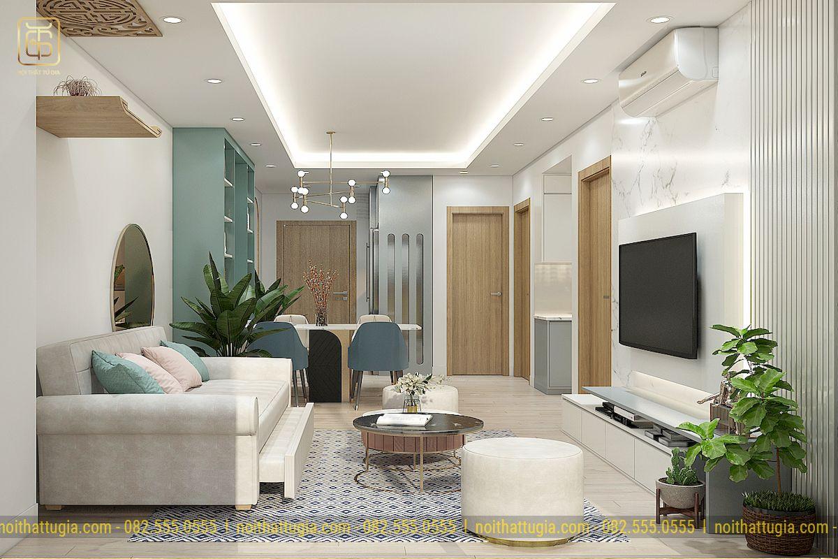 Trang trí đèn thả trần cho phòng khách là xu hướng thường thấy trong phong cách thiết kế hiện đại