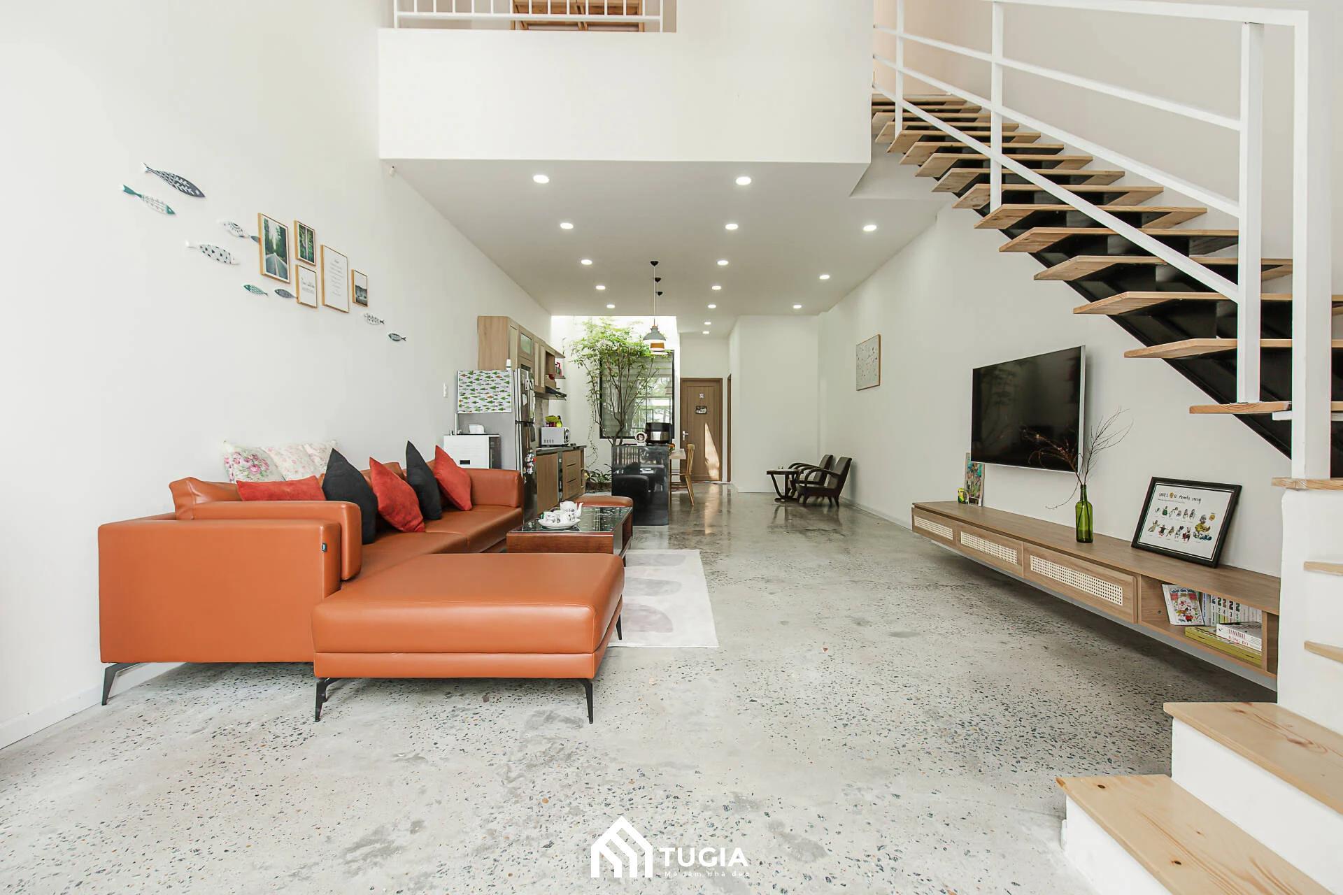 Nhà không gian mở phòng khách và bếp đẹp