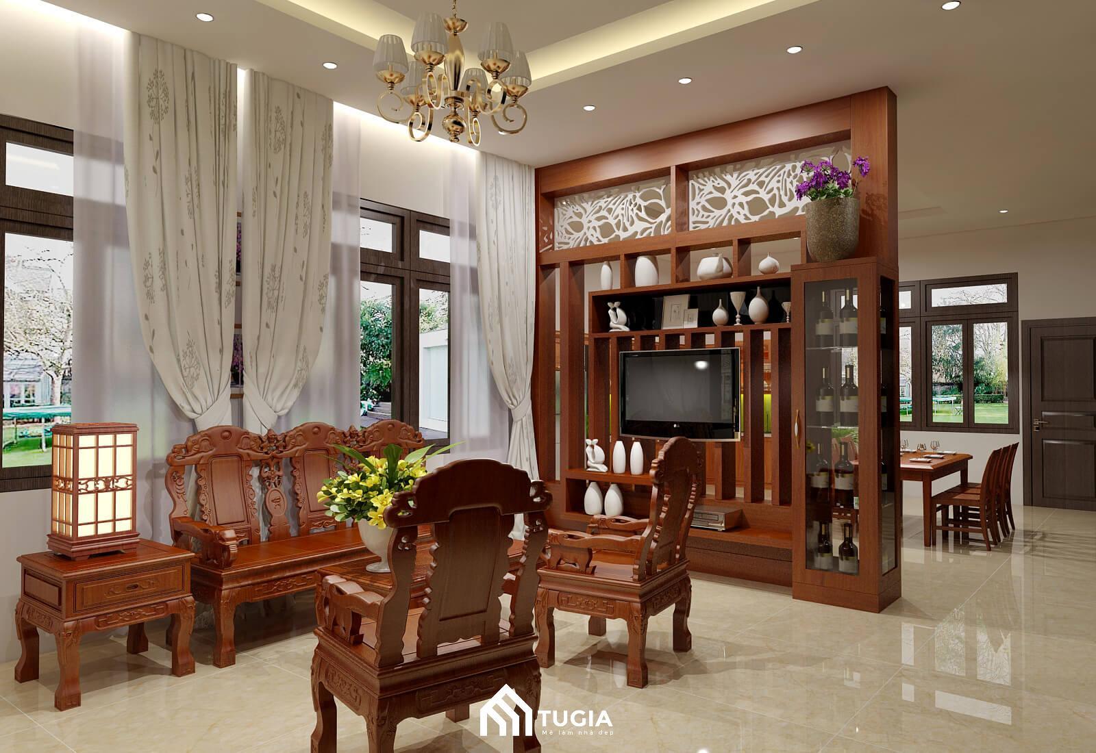 Thiết kế phòng khách liền bếp nhà cấp 4 tiện nghi