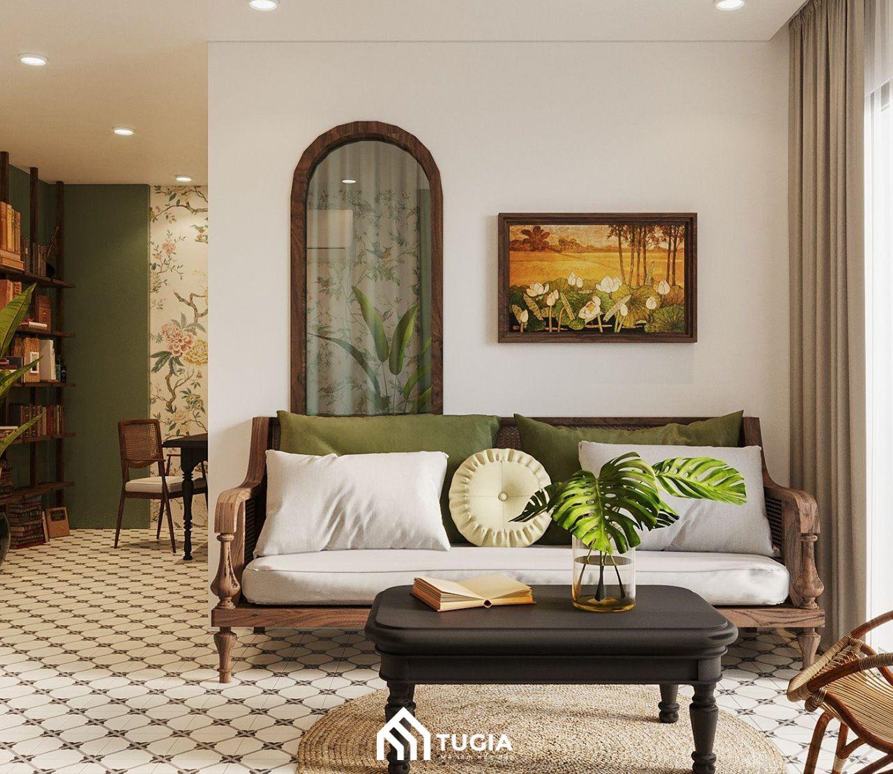 Tre và nứa - chất liệu quen thuộc của phòng khách phong cách Indochine
