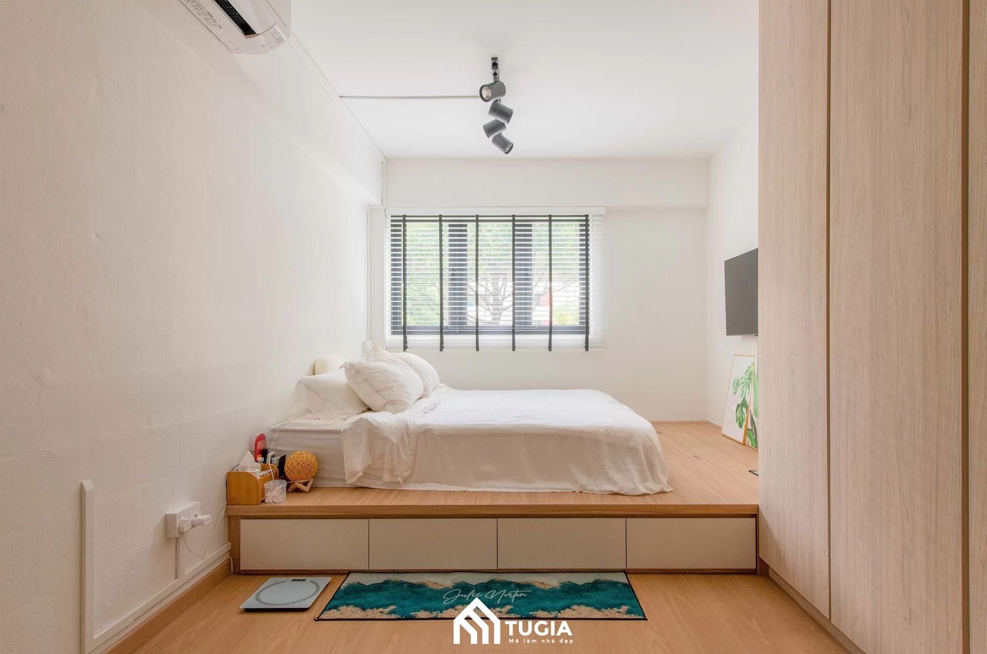 Mẫu phòng ngủ 15m2 dành cho chung cư với cửa sổ lớn thoáng đãng đón nhận được nhiều ánh sáng tự nhiên