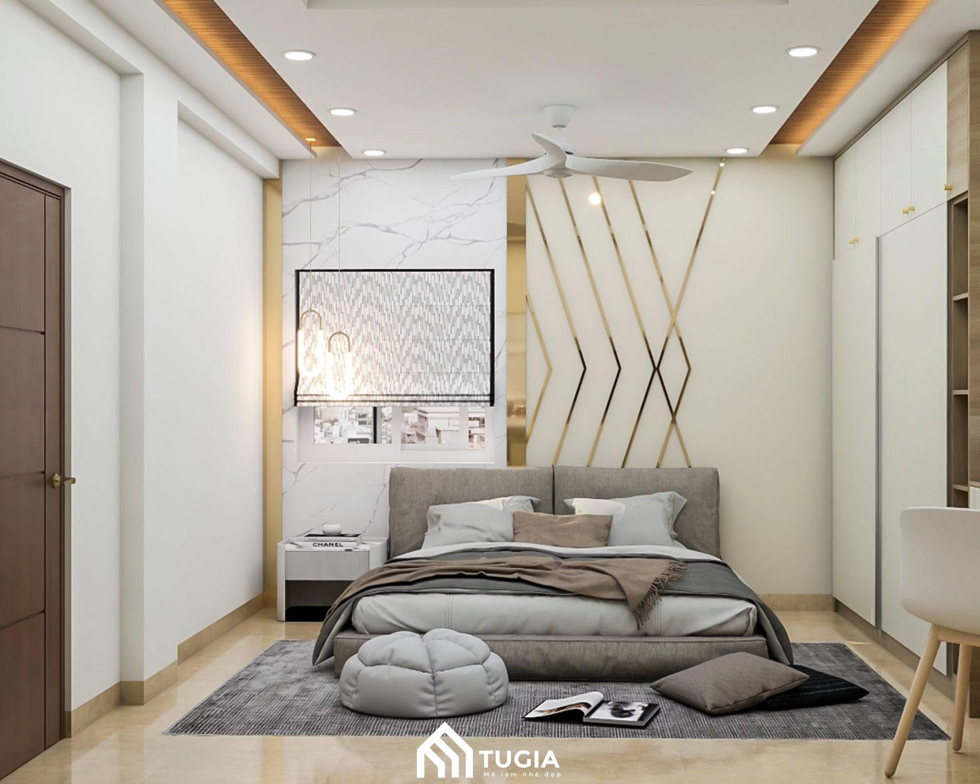 Trang trí tường phòng ngủ làm tăng thêm sức hút cho căn phòng ngủ nhà ống hiện đại