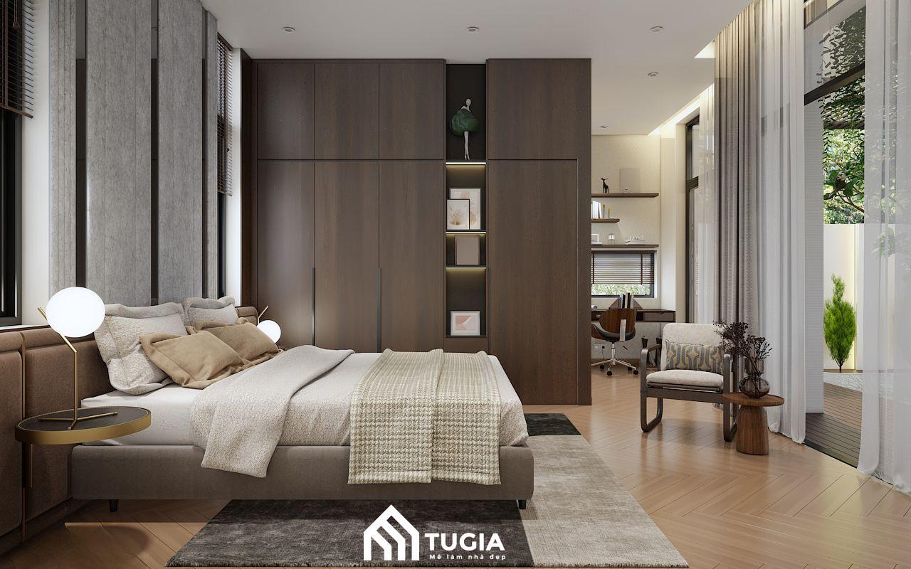 Nội thất phòng ngủ master được làm từ các chất liệu cao cấp tạo nên sức hút thẩm mỹ