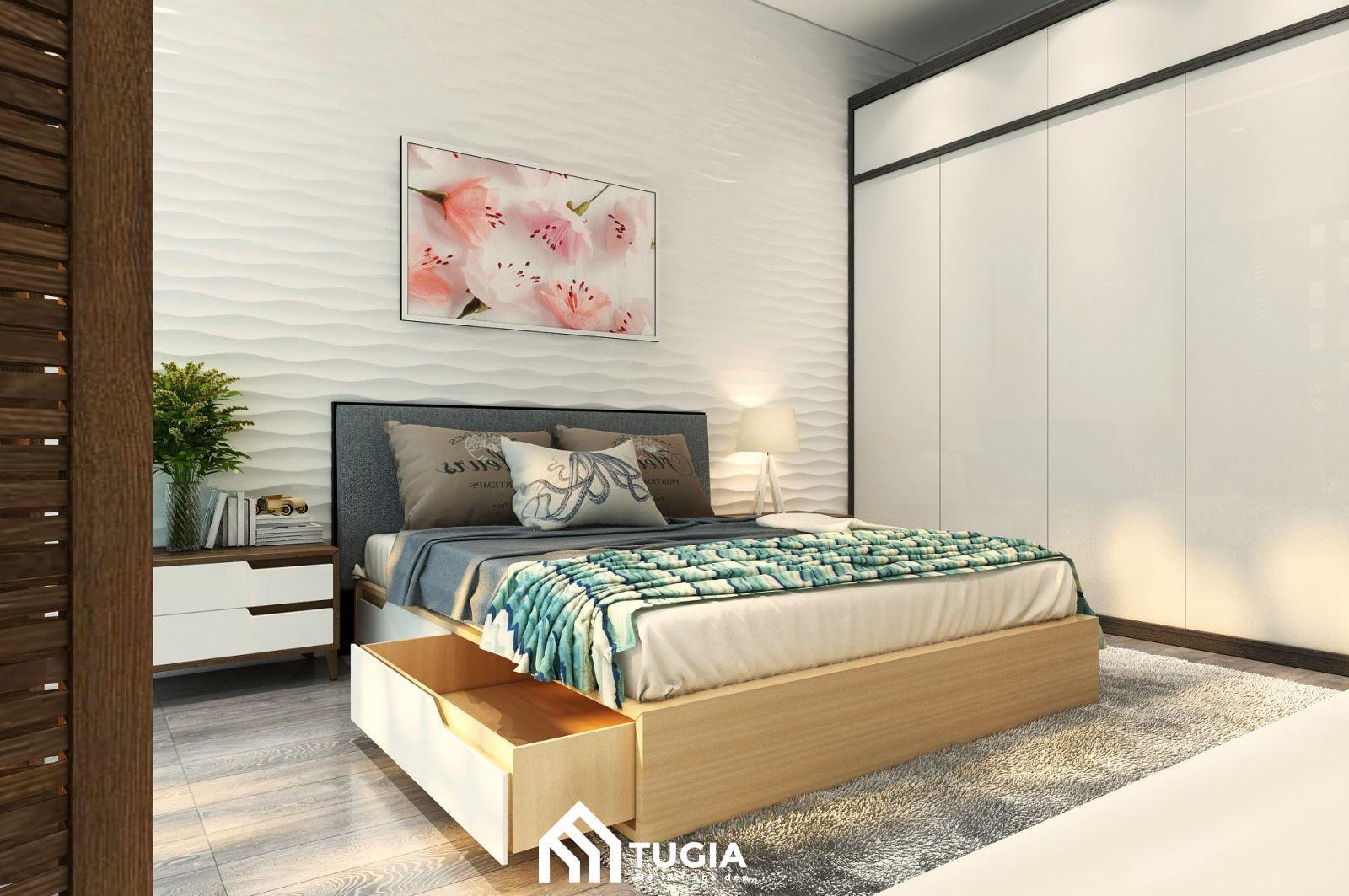 Với phòng ngủ master nhà ống sẽ được bố trí đầy đủ nội thất cần thiết như giường ngủ, tủ quần áo, bàn trang điểm,...