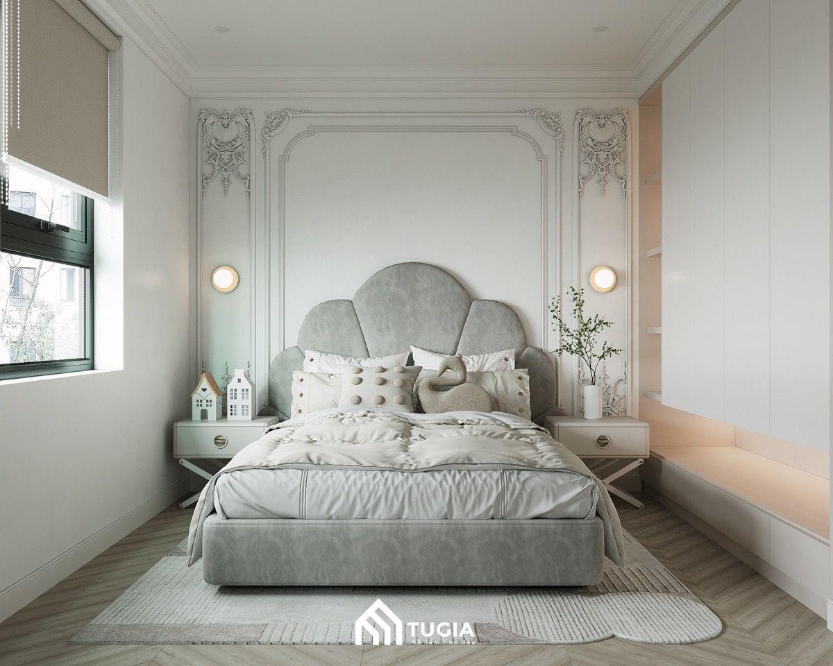 Các chi tiết phào chỉ, hoa văn uốn lượn giúp thể hiện rõ nét nhất vẻ đẹp của phong cách tân cổ điển