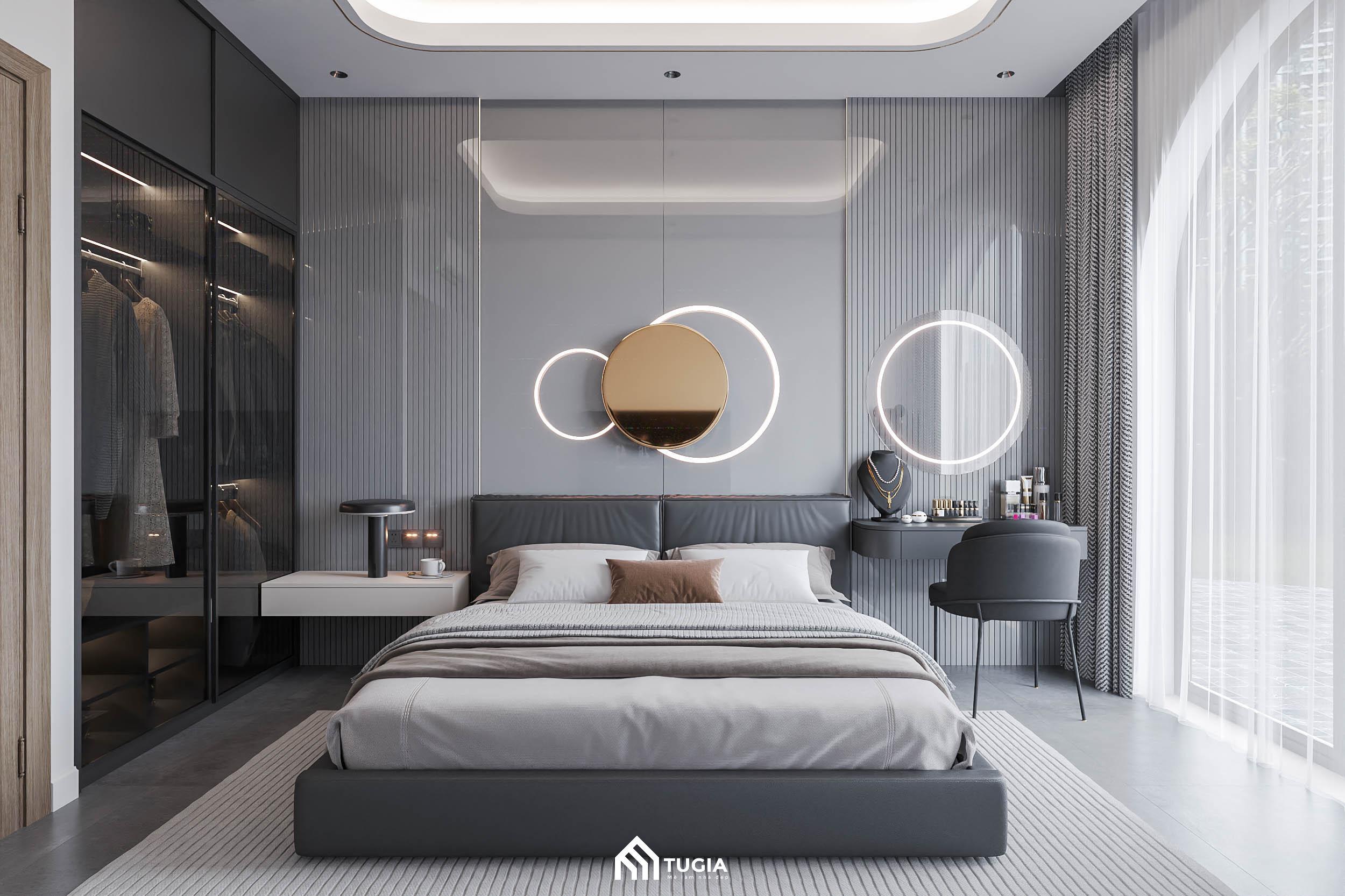 Mẫu thiết kế phòng ngủ nhà ống 20m2 của vợ chồng Anh Hậu được Nội thất Tứ Gia thiết kế theo phong cách hiện đại