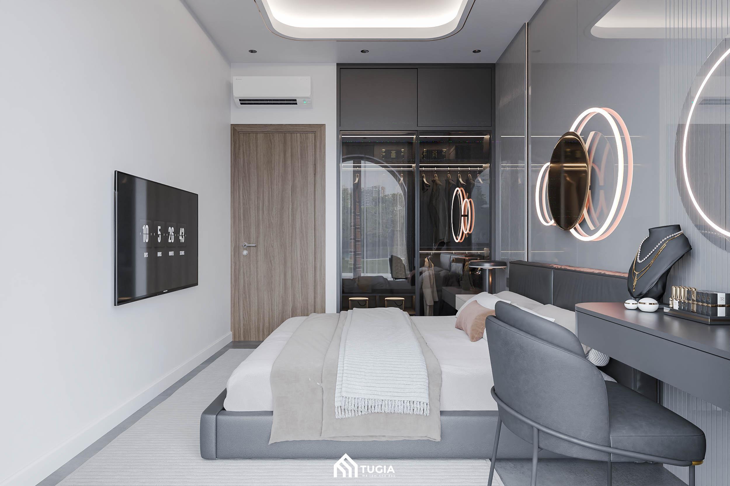 Nội thất sử dụng chất liệu bóng gương không chỉ tôn lên vẻ đẹp hiện đại mà còn mang lại cảm giác tinh tế, thanh lịch cho không gian