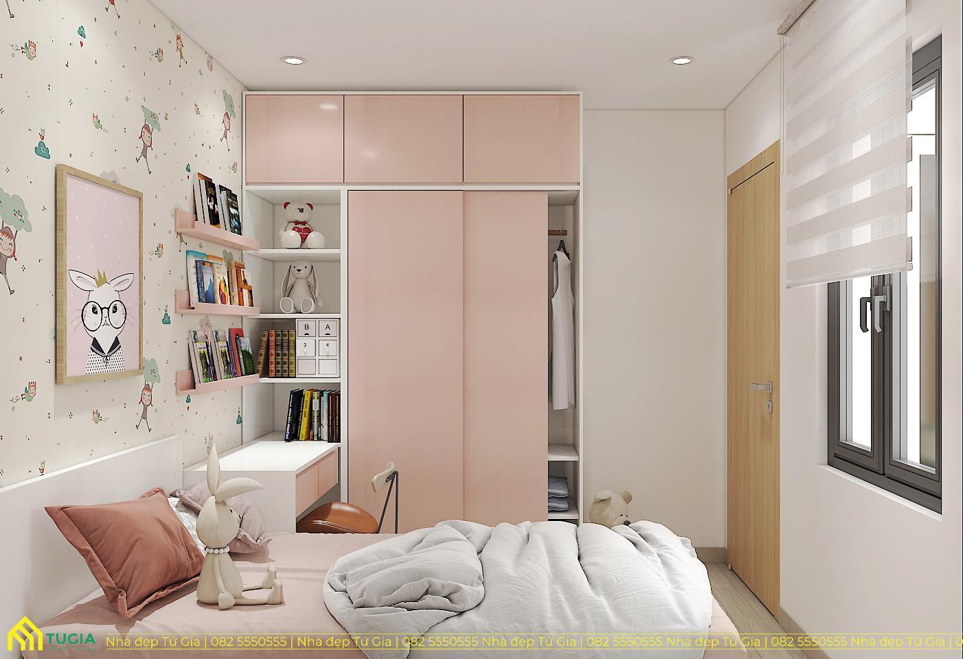 Phòng được trang trí với họa tiết cực kỳ dễ thương giúp bé có không gian nghỉ ngơi thoải mái nhất