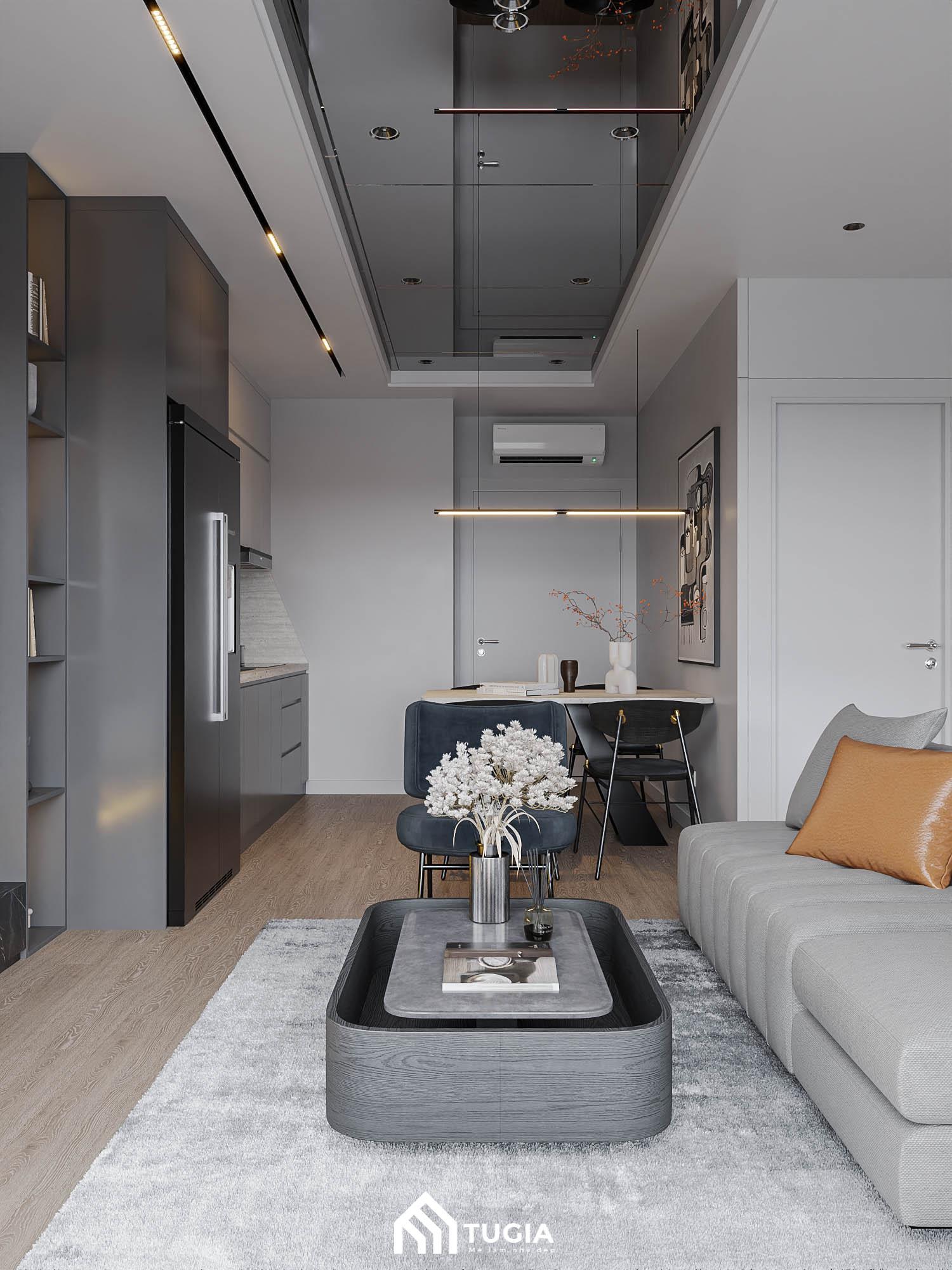 Bộ sofa kèm bàn trà hiện đại với cách bố trí tạo cảm giác sang trọng