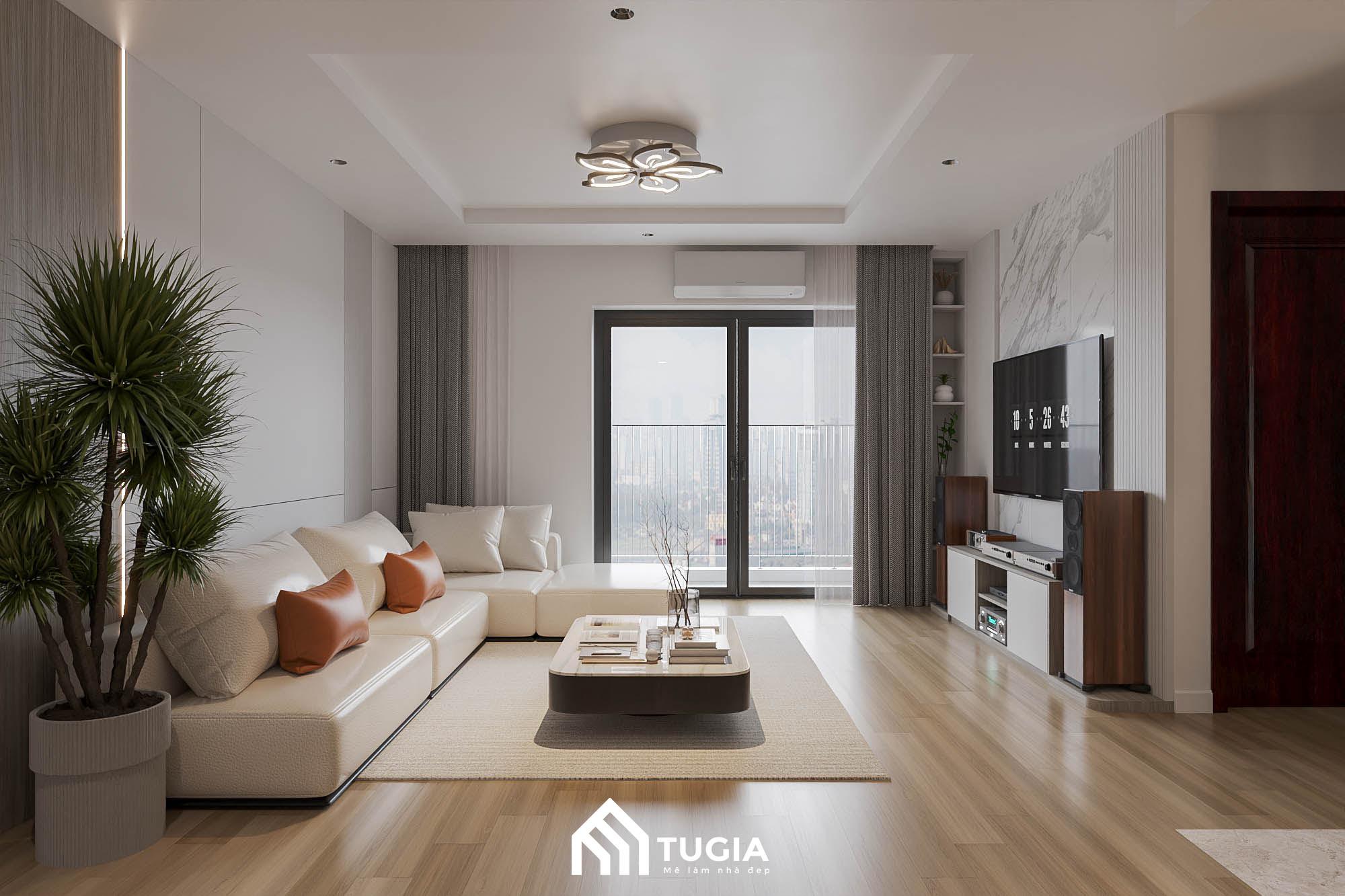 Không gian phòng khách mang đến cảm giác rộng rãi, sáng sủa và là trung tâm của căn nhà