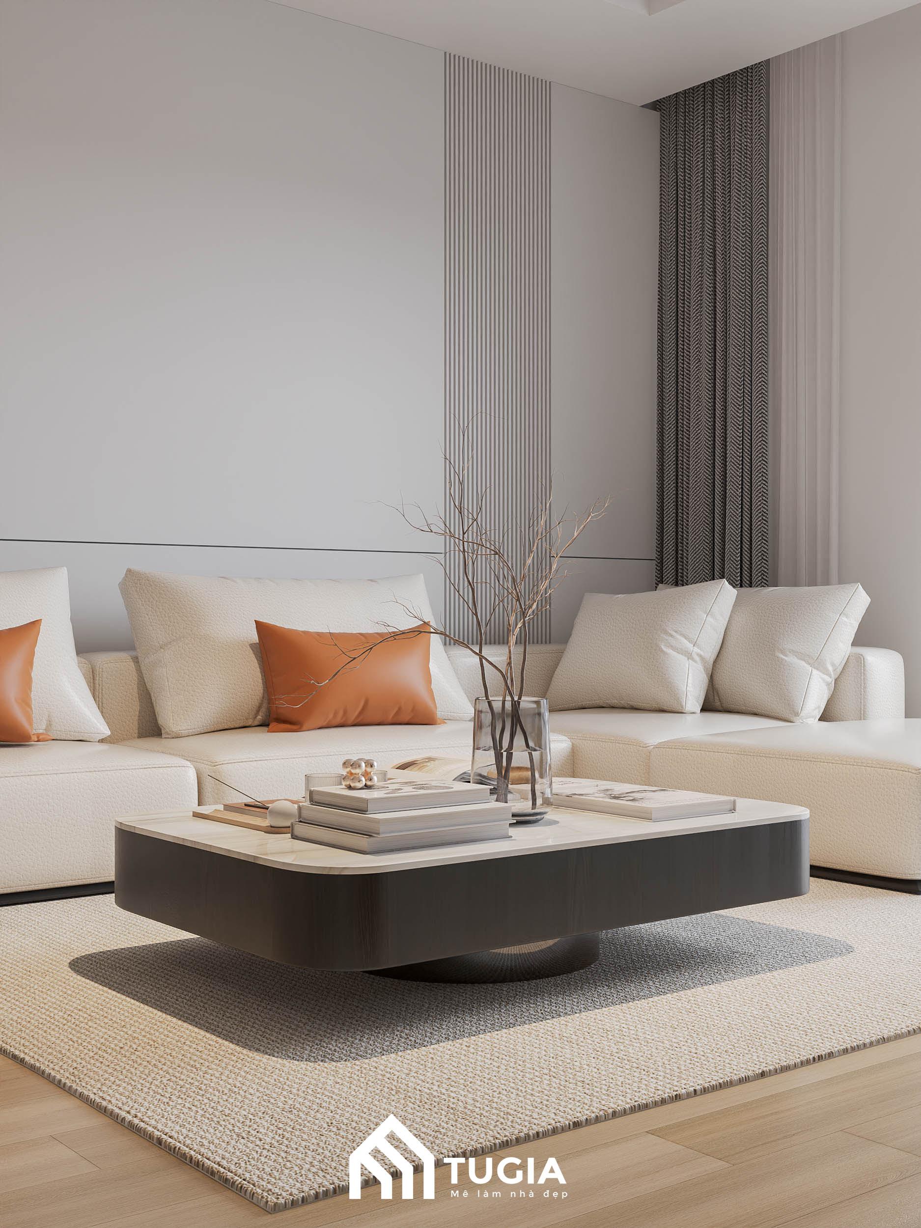 Chiều cao của bàn sofa ở mức vừa phải, phù hợp với nhu cầu sử dụng của nhiều đối tượng người dùng