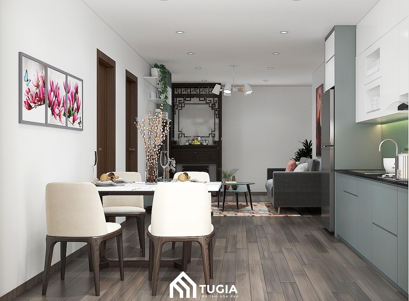 Không gian mở làm căn hộ thông thoáng hơn, giúp gắn kết tình cảm giữa các thành viên trong gia đình