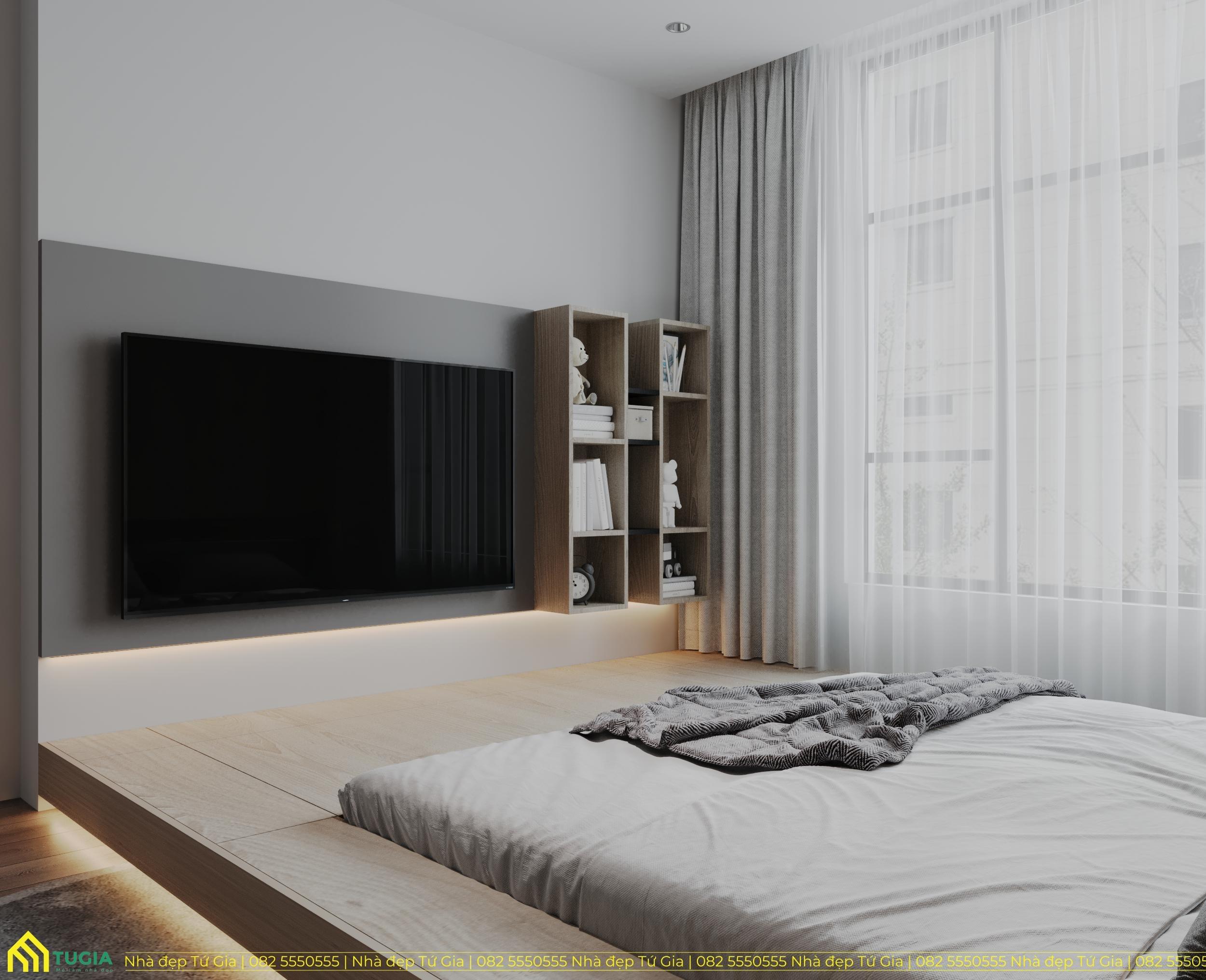 Không sử giường ngủ sẽ giúp không gian phòng ngủ phụ trở nên rộng rãi hơn