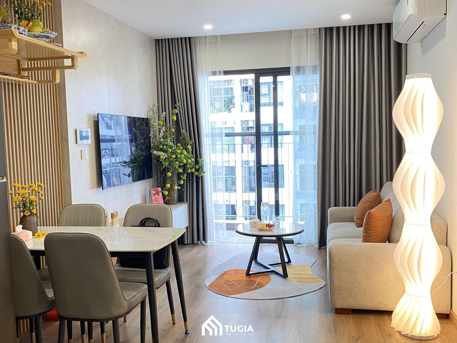 Thi công nội thất chung cư Vinhomes Smart City diện tích 43m2 1 phòng ngủ của anh Lương sẽ tập chung các các chi tiết tối giản