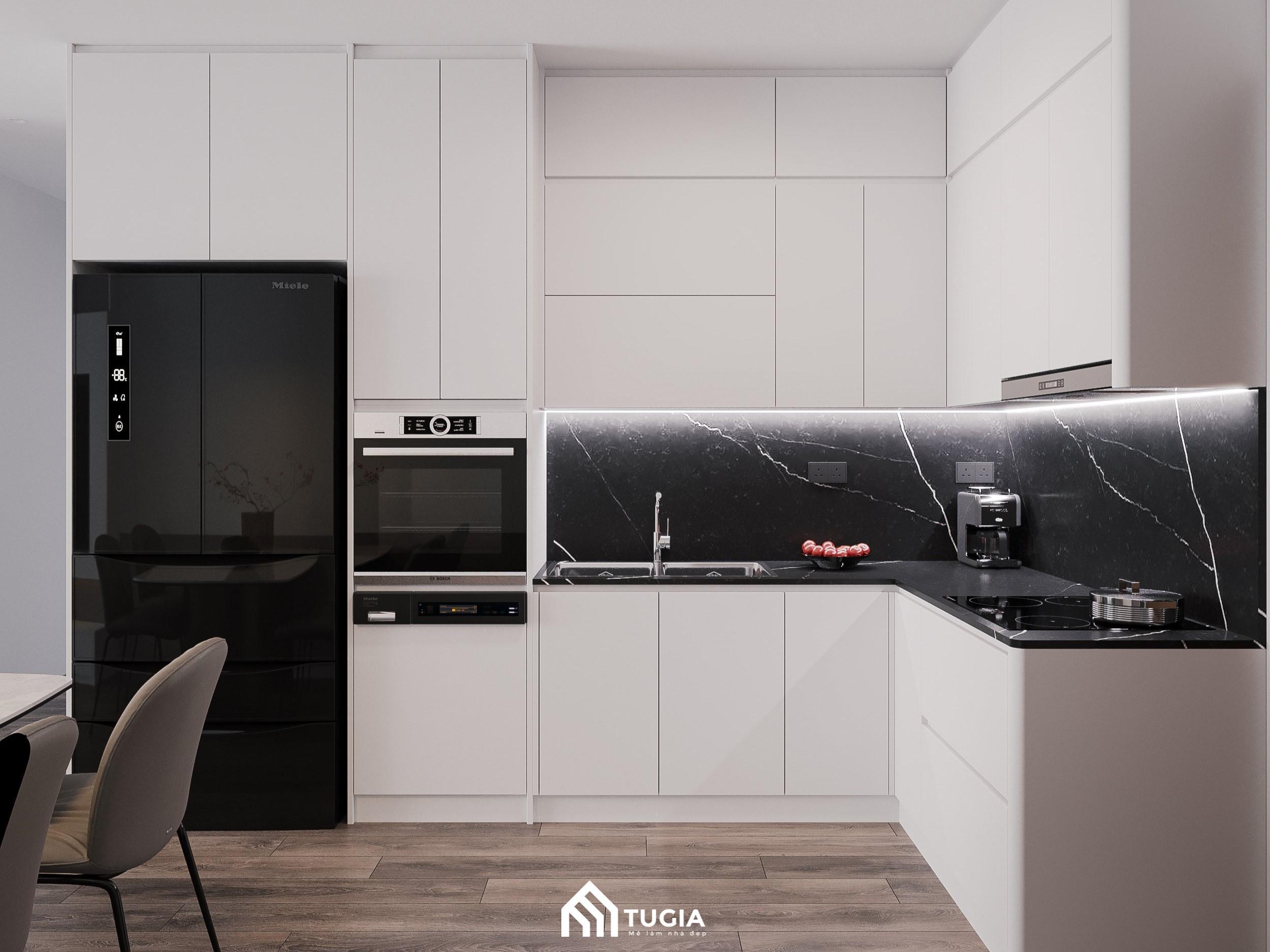 Mẫu thiết kế nhà bếp chung cư với đầy đủ tiện nghi theo phong cách hiện đại