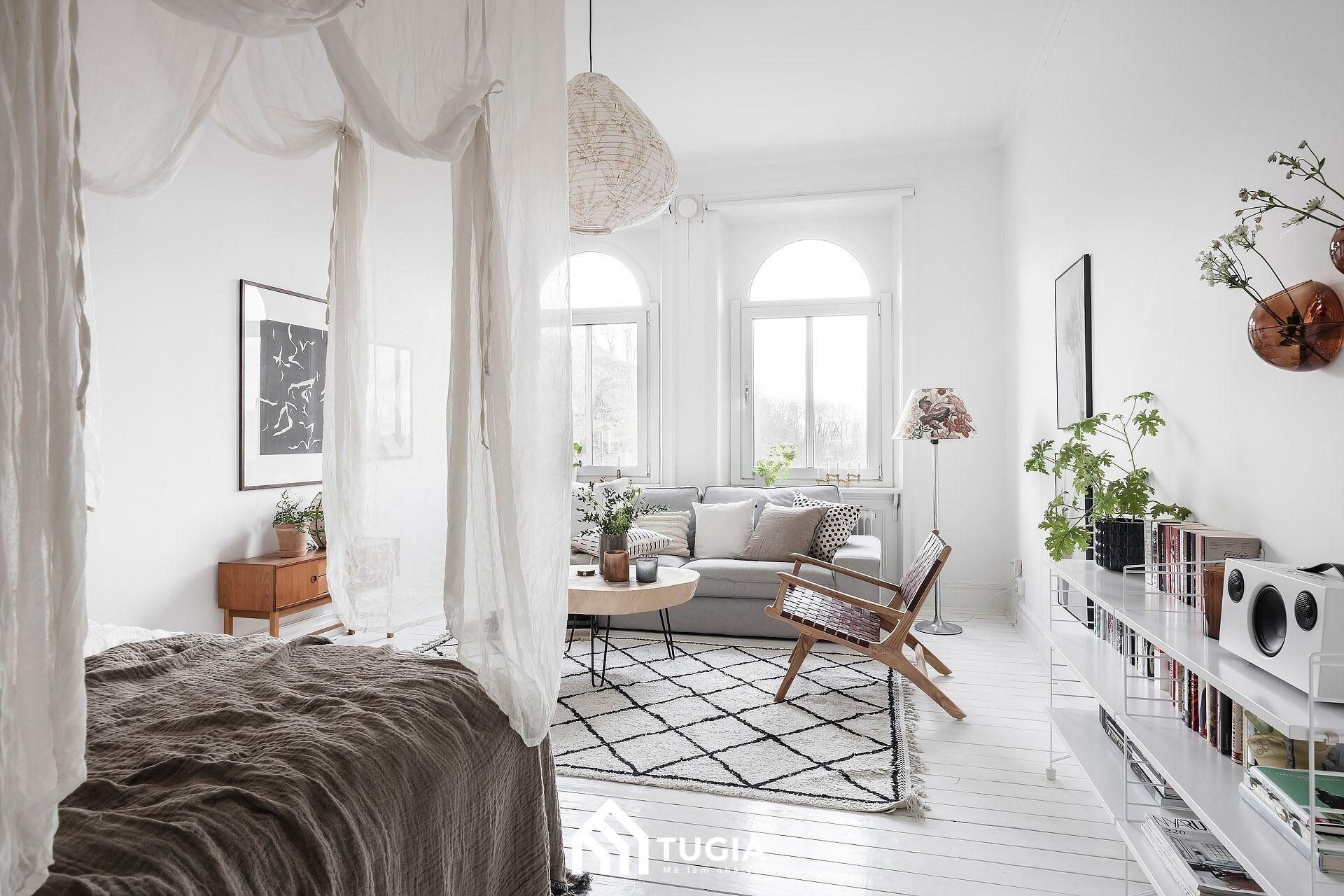 Mẫu thiết kế nội thất Bắc Âu đang được Nội thất Tứ Gia áp dụng cho nhiều dạng công trình khác nhau và mẫu căn hộ studio cũng không ngoại lệ