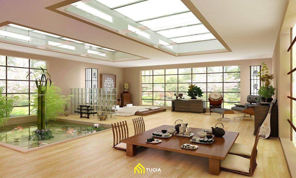 Thiết kế nội thất biệt thự liền kề theo phong cách Nhật Bản thu hút nhờ vẻ đẹp gần gũi với thiên nhiên