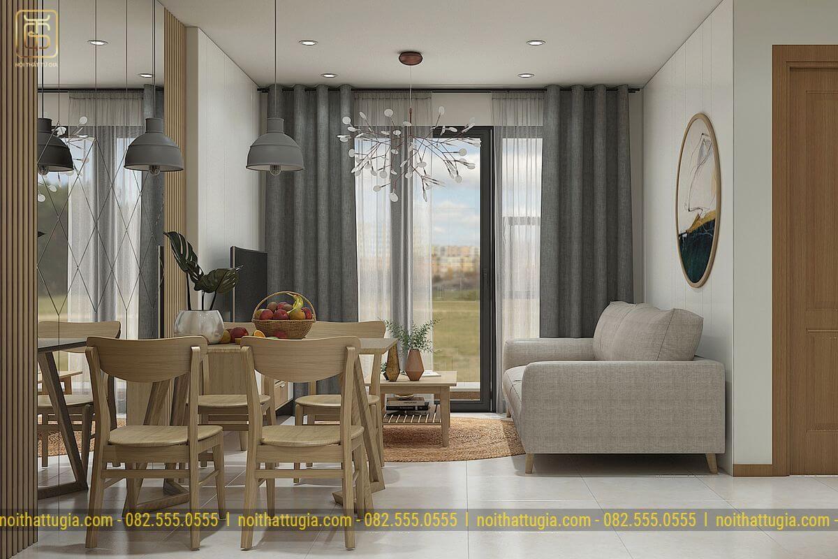 Với thiết kế nội thất chung cư 65m2 phong cách hiện đại sẽ tận dụng tối đa ánh sáng tự nhiên để giúp không gian trở nên thoáng đãng hơn