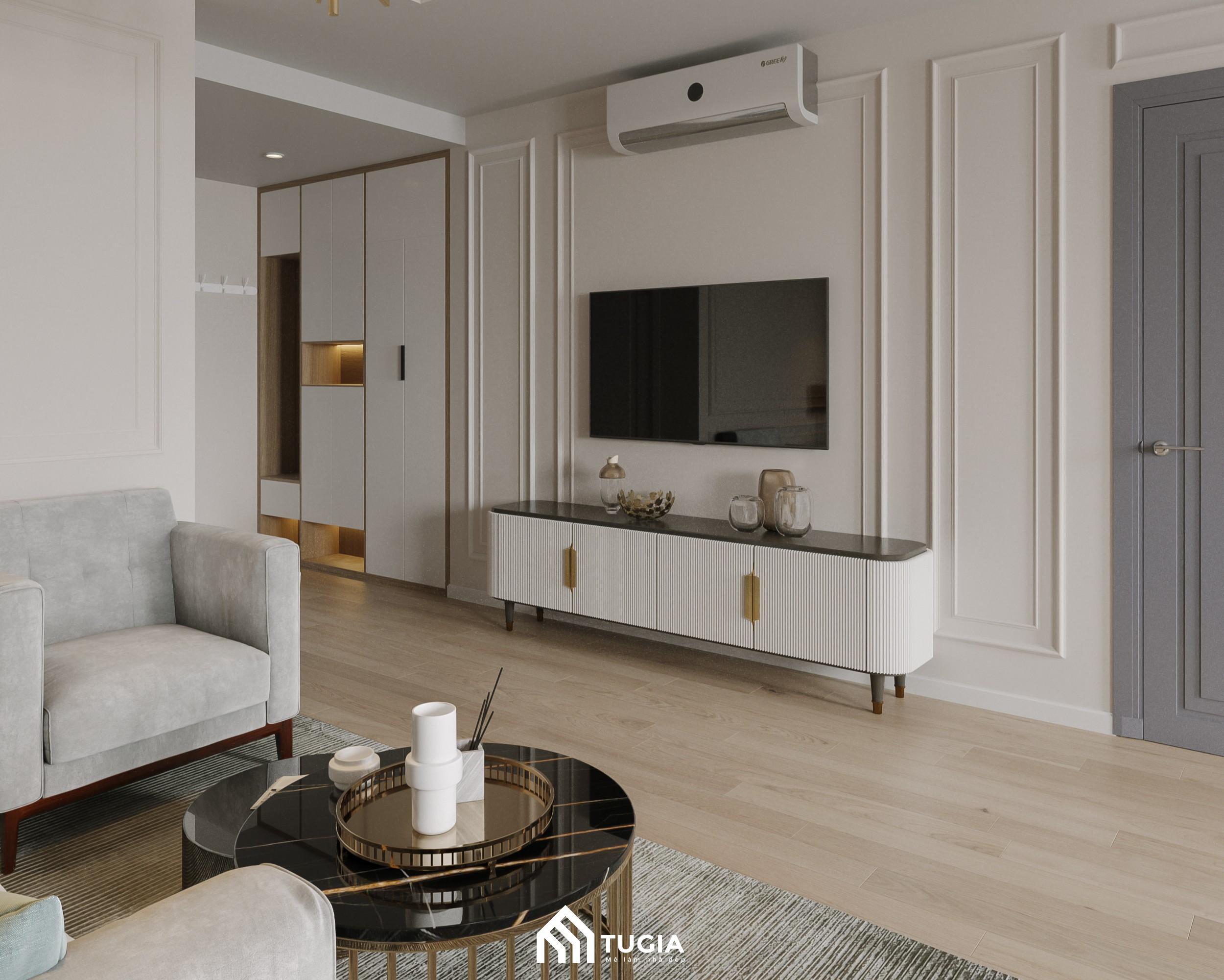 Thiết kế nội thất phòng khách chung cư với nội thất được bố trí thông minh