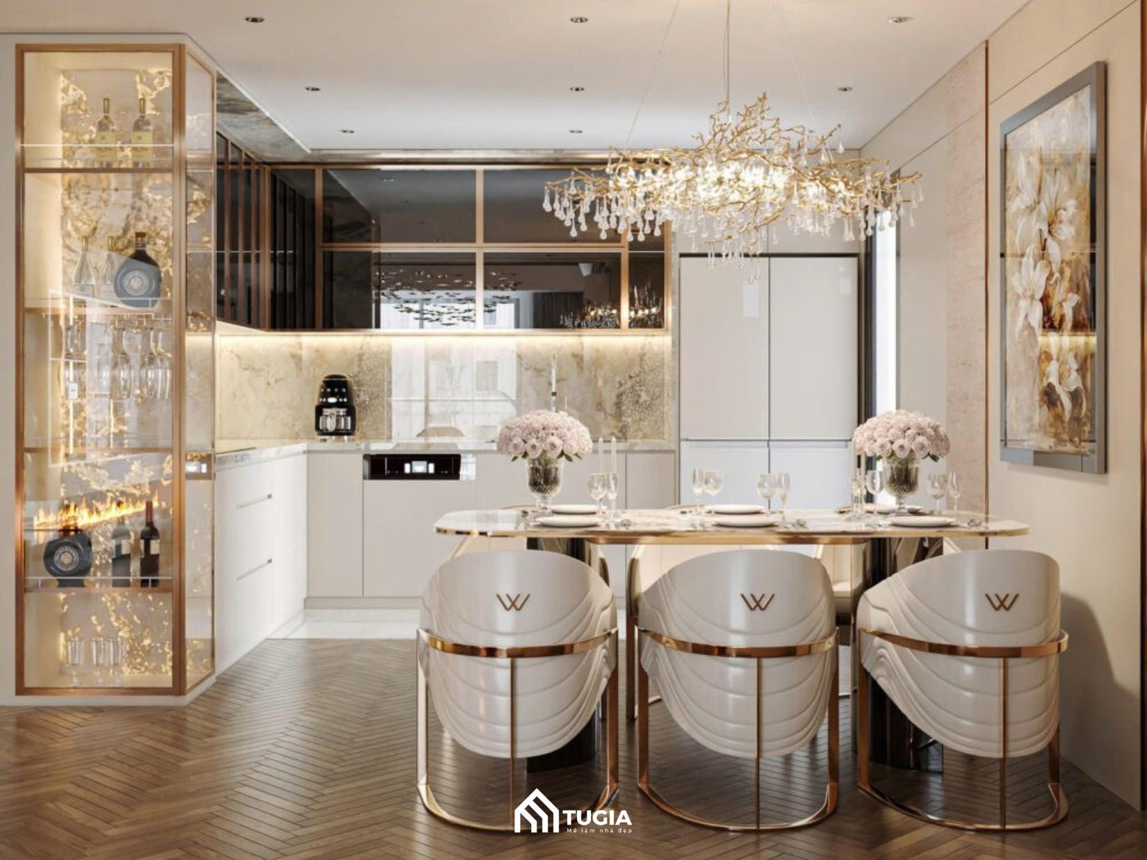 Thiết kế căn hộ chung cư 100m2 với phòng bếp Luxury sang trọng và đăng cấp