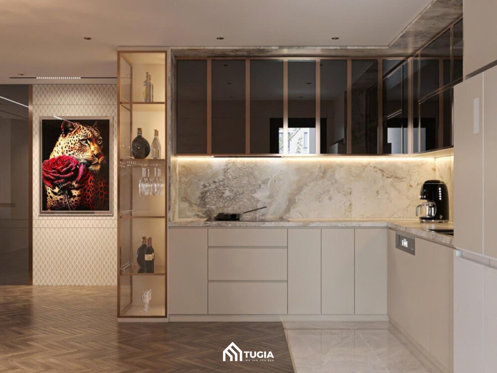 Hệ tủ bếp bằng Inox 304 cao cấp kết hợp cánh Acrylic bền bỉ