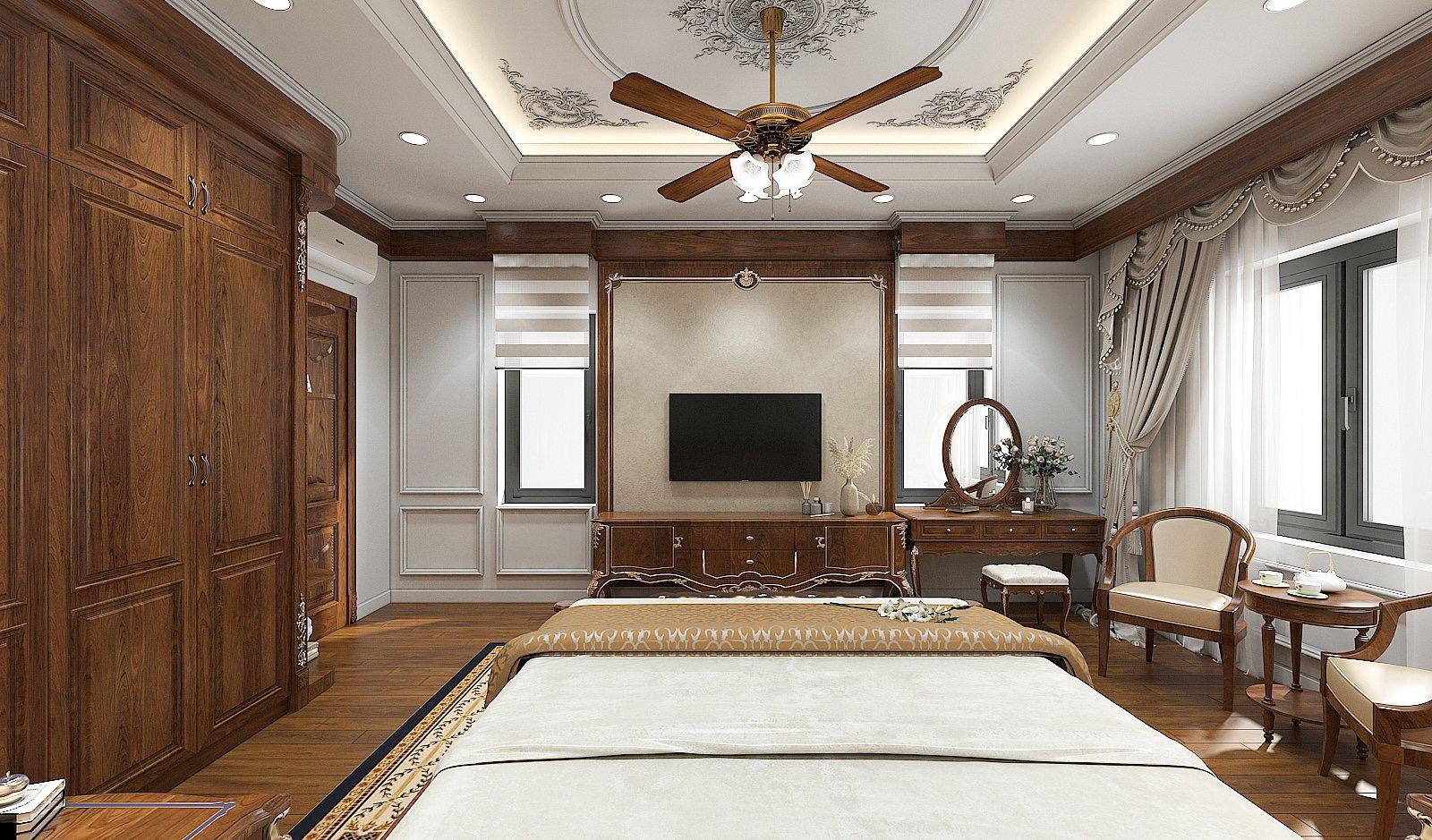 Không gian được bố trí đối xứng, cân bằng tăng cảm giác hoàng gia, sang trọng