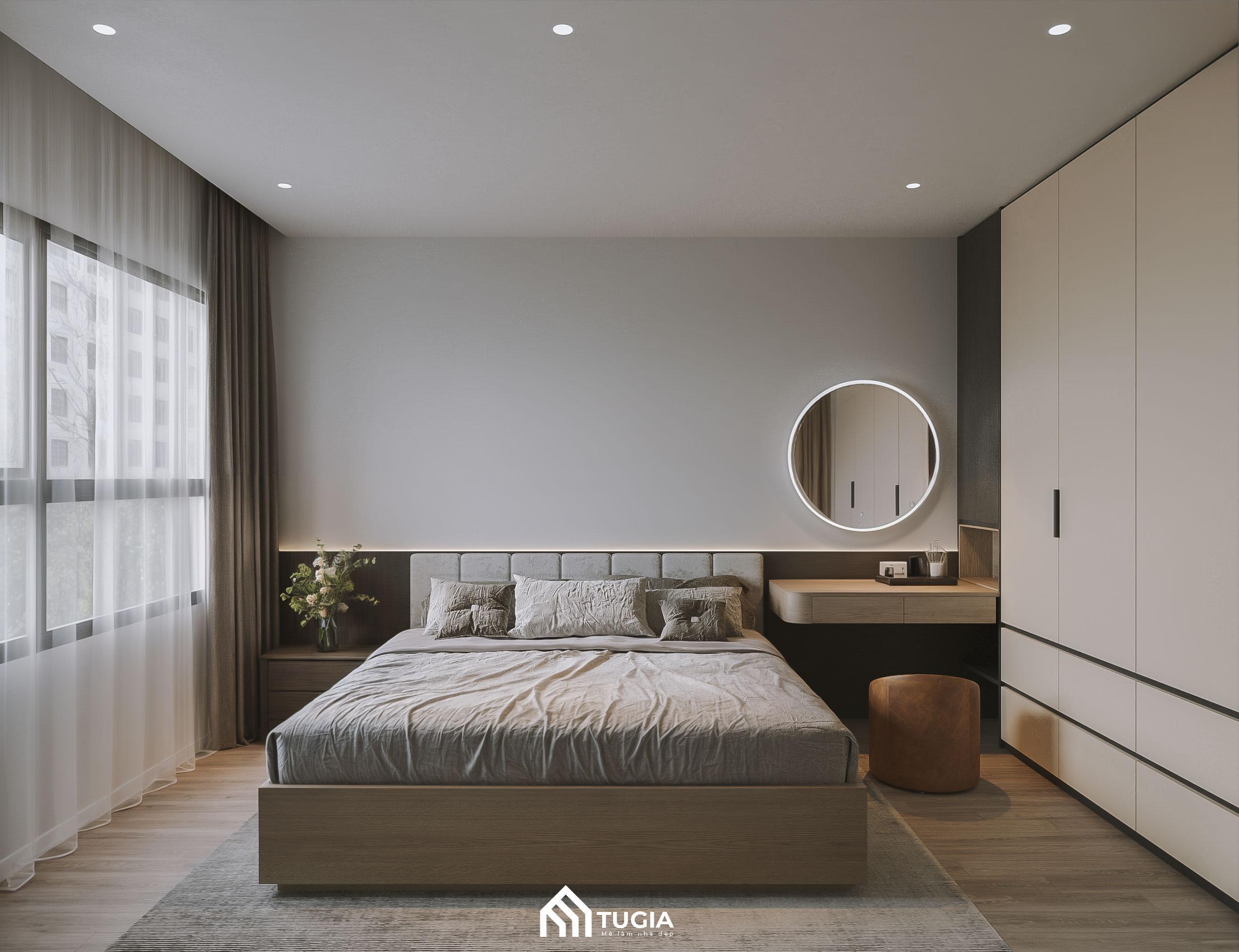Cửa sổ cùng mành che lớn giúp gia chủ tùy ý điều chỉnh ánh sáng cho phù hợp để thoải mái nghỉ ngơi