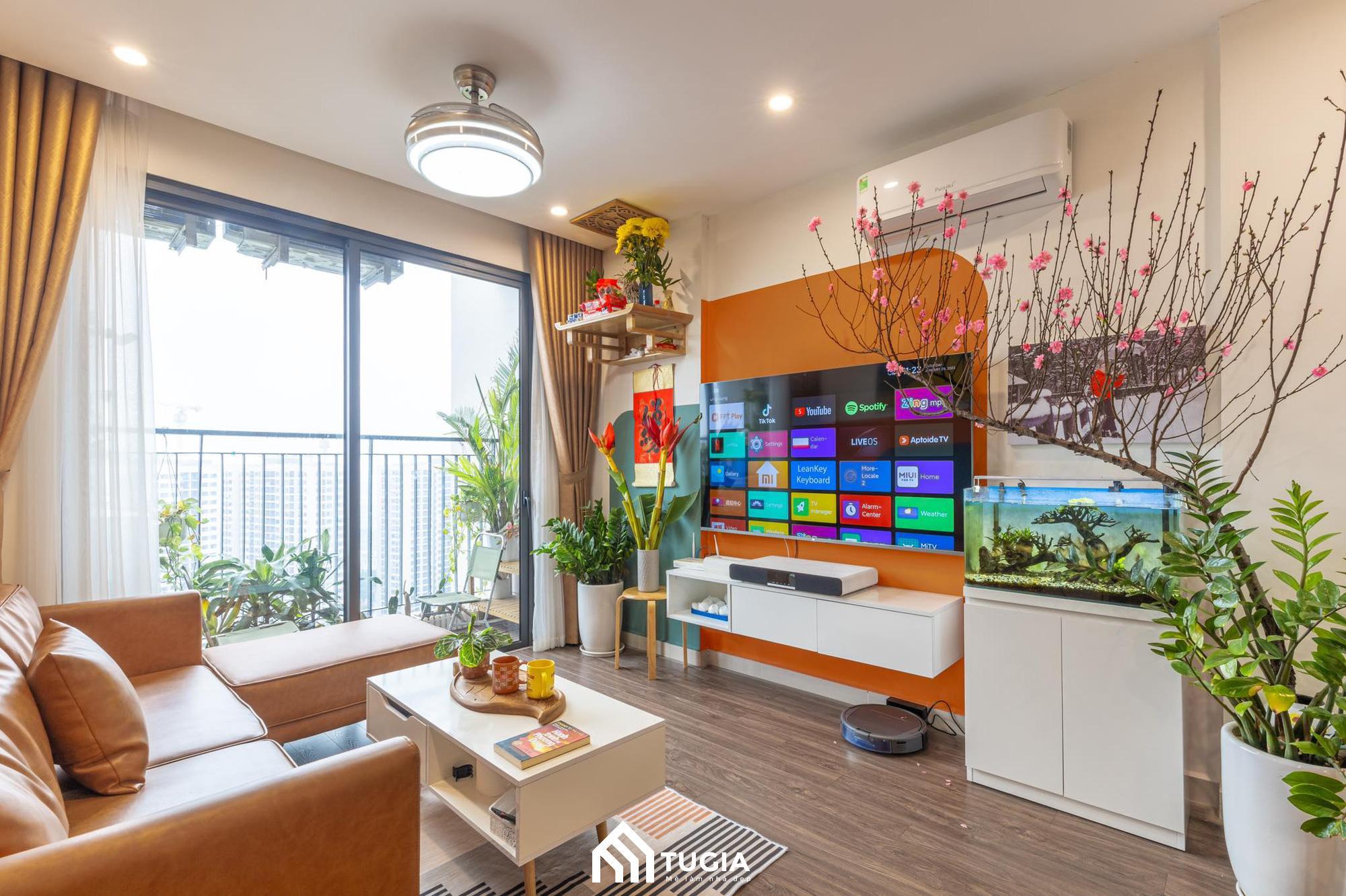 Mẫu nội thất căn hộ 100m2 phong cách Color Block giúp sáng bừng không gian sống cho gia đình trẻ