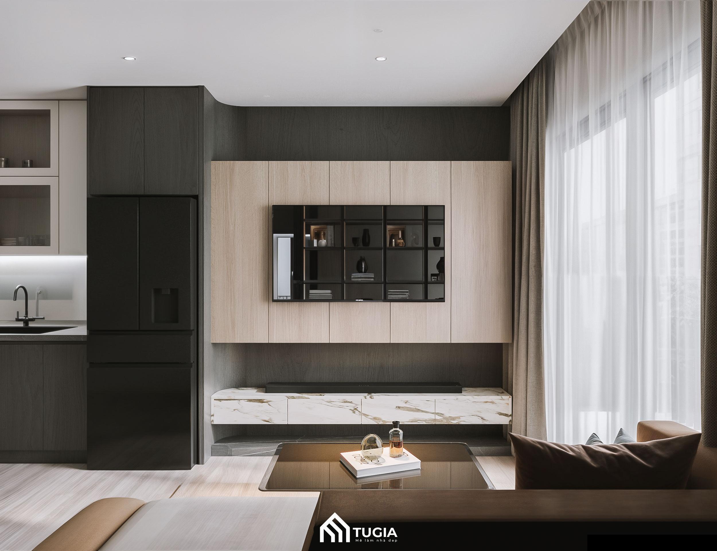 Mẫu phòng khách trong chung cư 100m2 tận dụng được nhiều ánh sáng tự nhiên